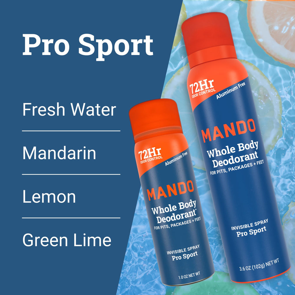 Mando Whole Body Deodorant for Men – Aluminum-Free, 72-Hour Odor Control, Pro Sport Scent (3.6 oz)