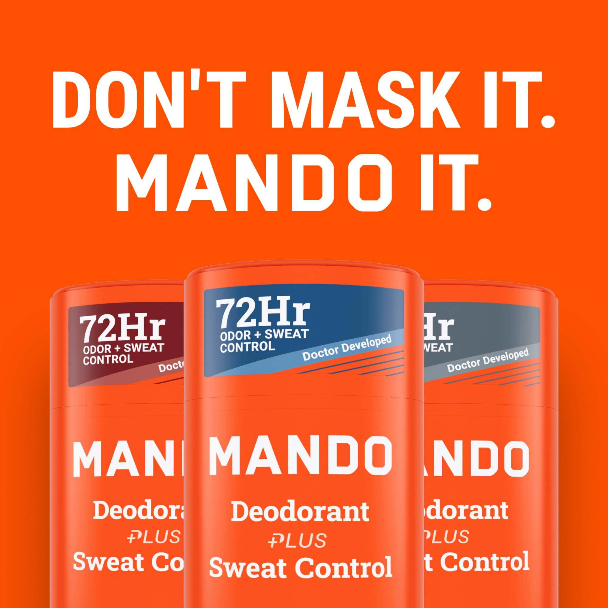 Mando Antiperspirant Deodorant for Men – Extra Strength 72-Hour Odor & Sweat Protection – Baking Soda Free – 3 Pack (Bourbon Leather, Pro Sport, Mt Fuji)