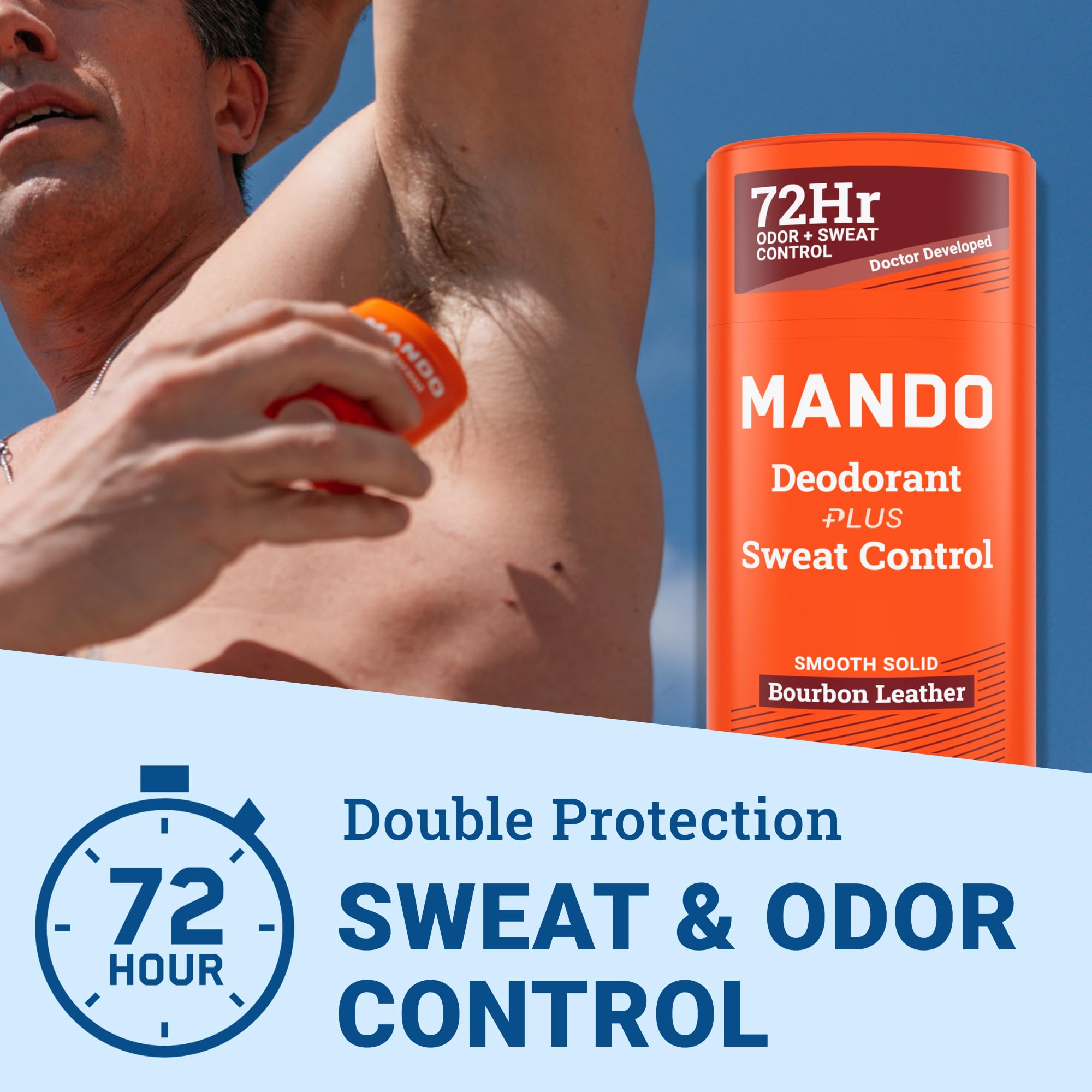 Mando Antiperspirant Deodorant for Men – Extra Strength 72-Hour Odor & Sweat Protection – Baking Soda Free – 3 Pack (Bourbon Leather, Pro Sport, Mt Fuji)