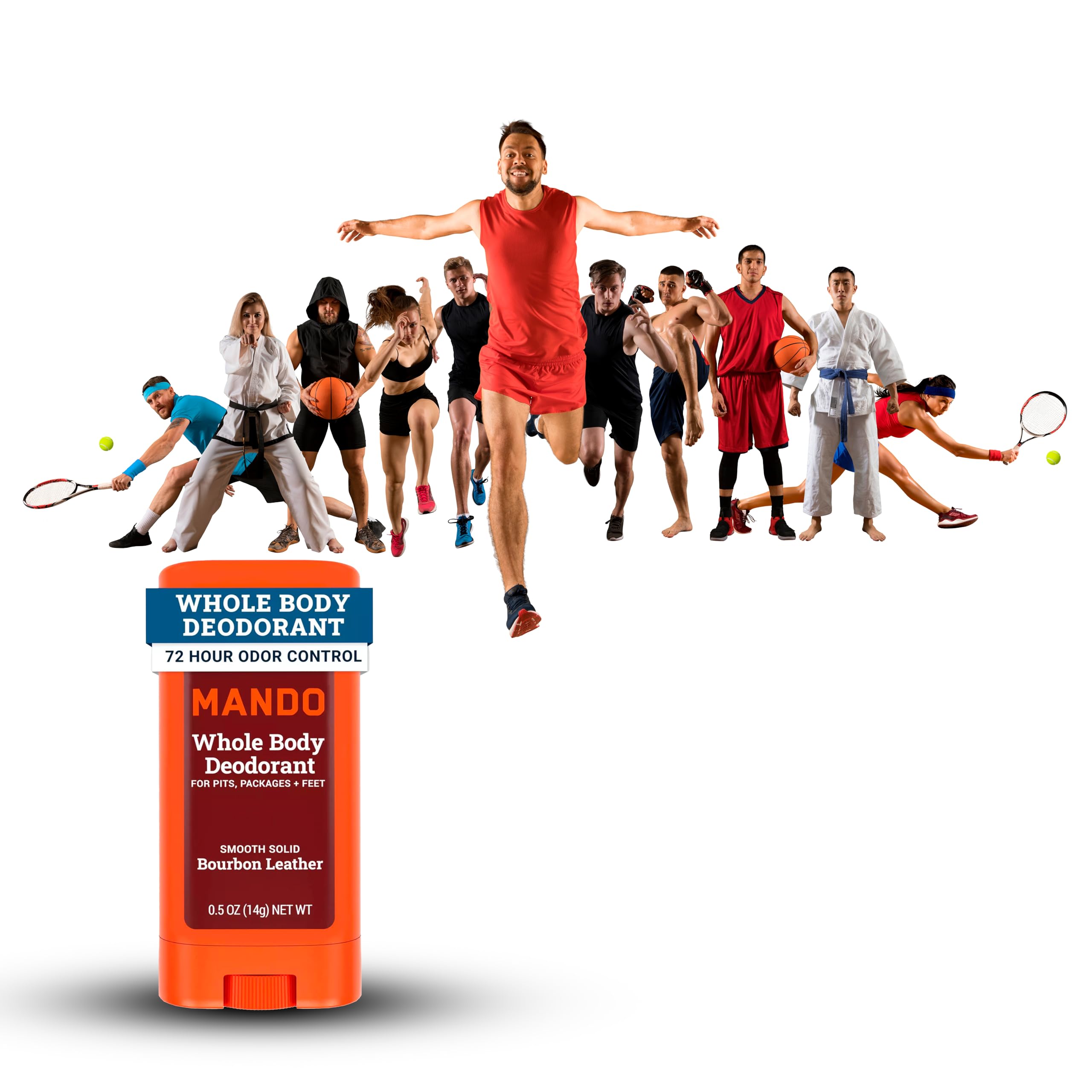 Mando Travel Size Whole Body Deodorant – Aluminum-Free Bourbon Leather & Pro Sport (2 x 0.5oz)