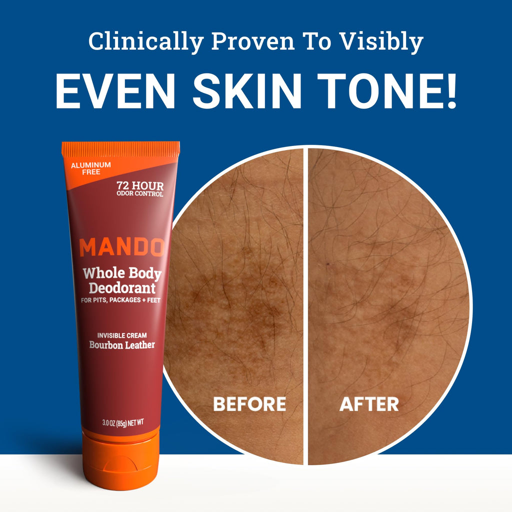Mando Whole Body Deodorant for Men - Invisible Cream with 72-Hour Odor Control | Aluminum & Baking Soda Free (2x 3 oz) Bourbon Leather & Mount Fuji