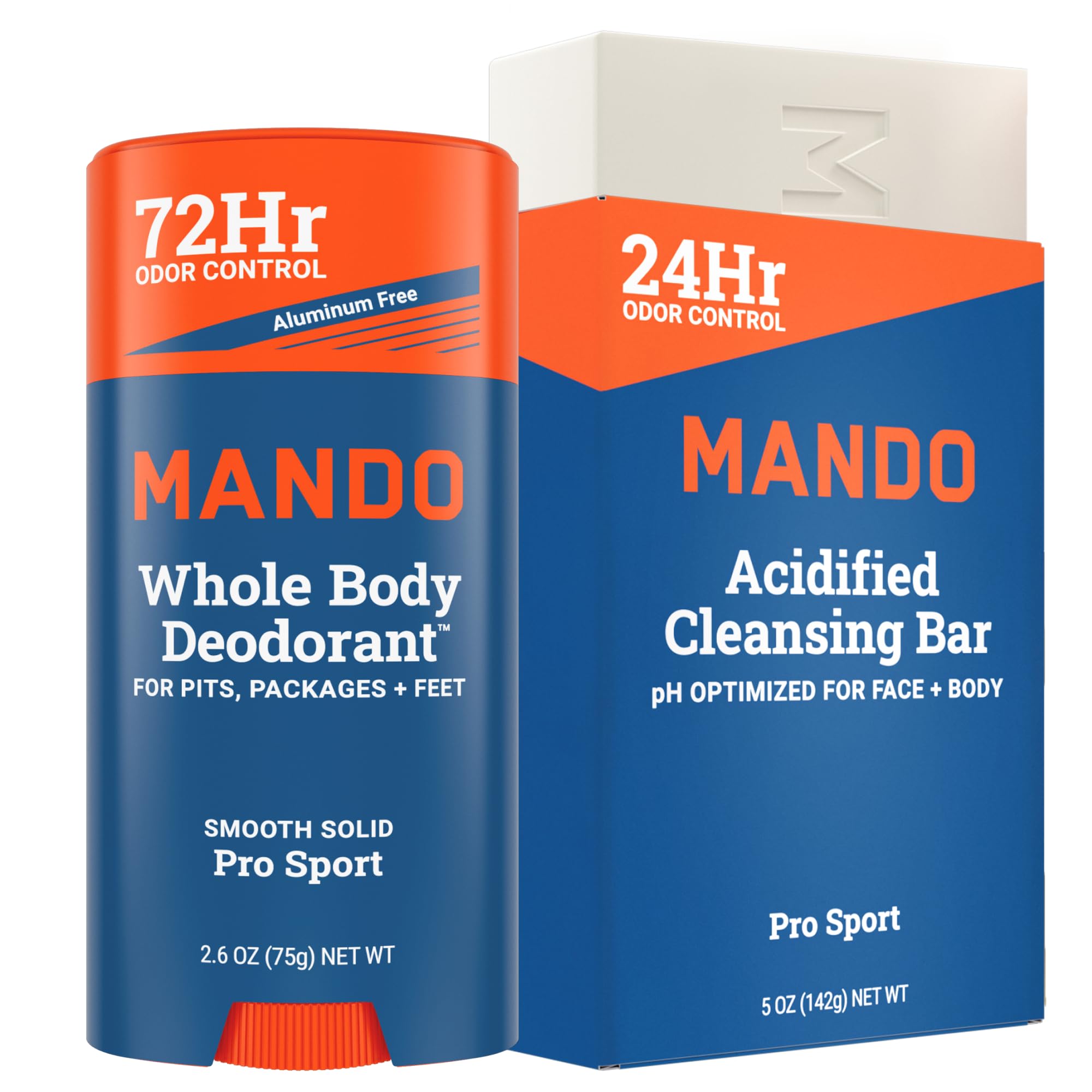 Mando Whole Body Deodorant Two-Piece System – Pro Sport, Aluminum-Free & Baking Soda Free (2 pc Bundle)