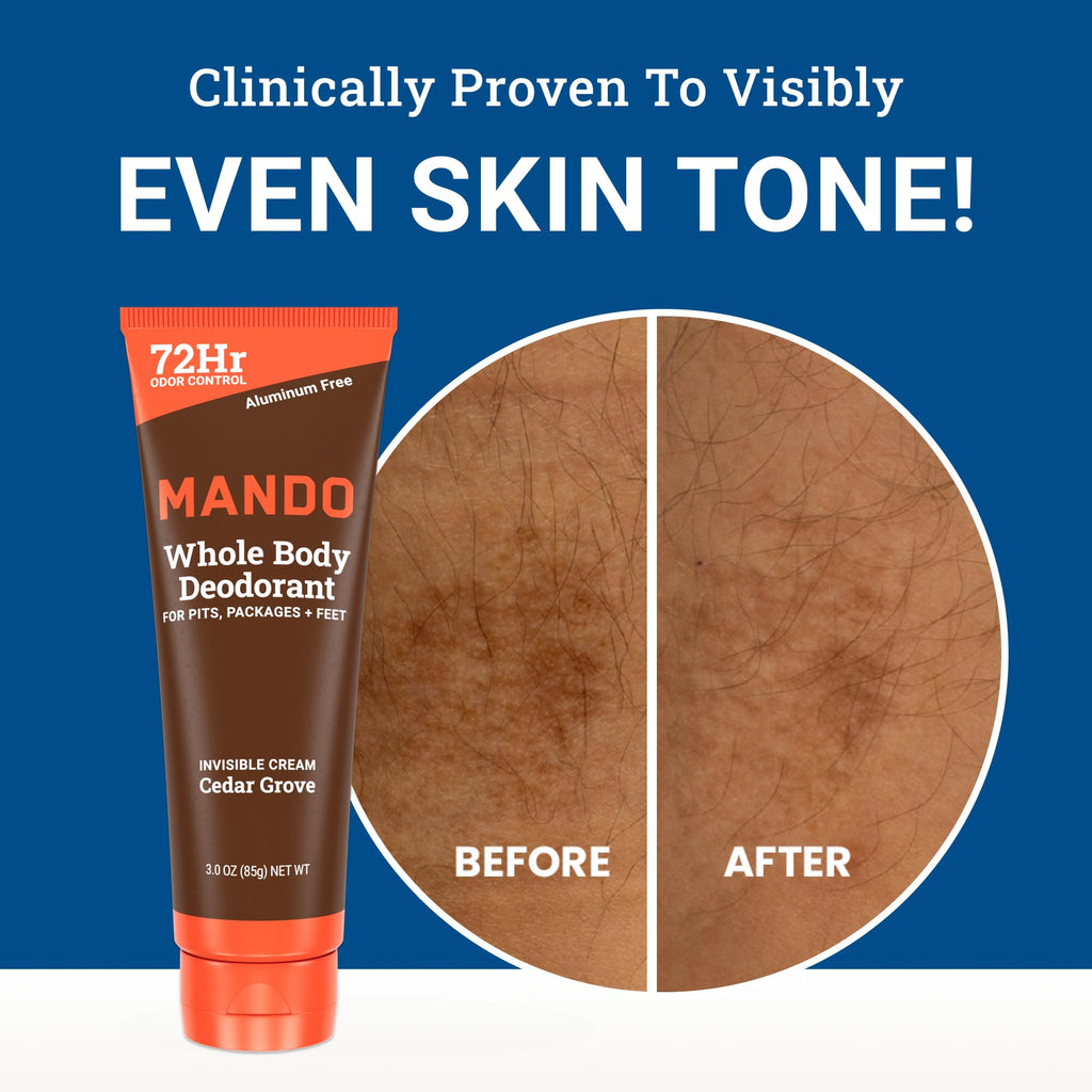 Mando Whole Body Deodorant For Men – Cedar Grove, 72 Hour Odor Control, Aluminum Free, Pack of 2 (3 oz Tubes)