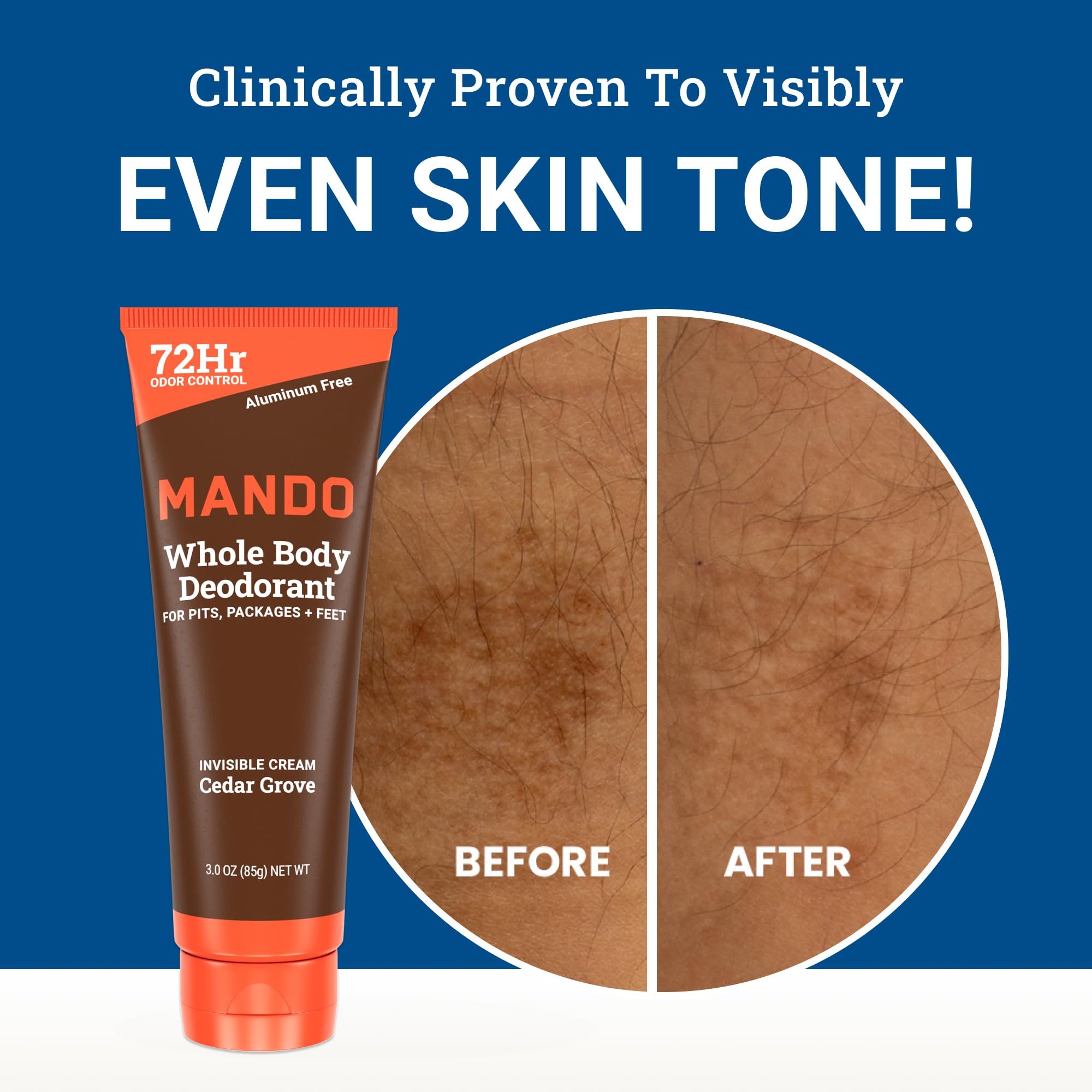 Mando Whole Body Deodorant For Men – Cedar Grove, 72 Hour Odor Control, Aluminum Free, Pack of 2 (3 oz Tubes)