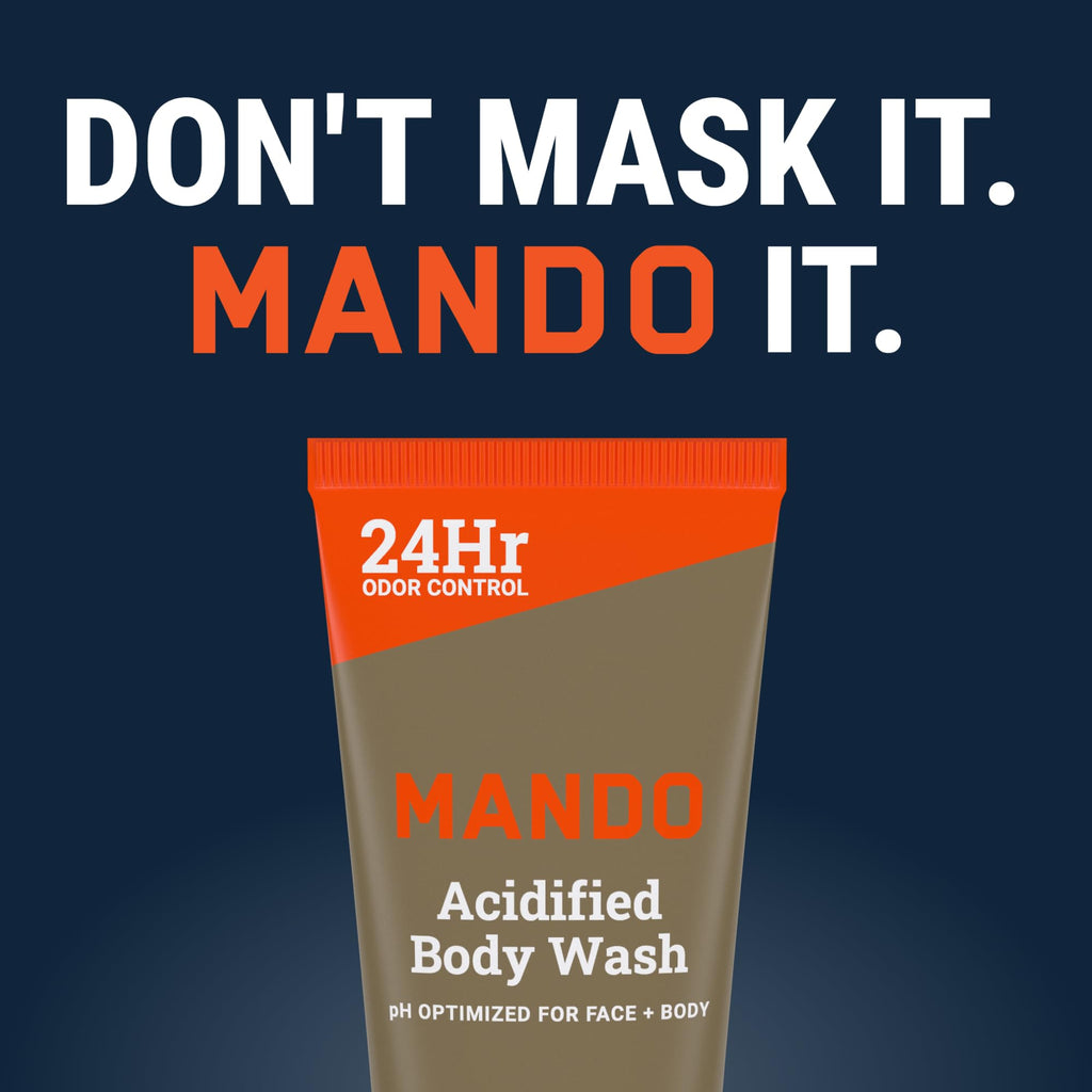 Mando Odor Shield Body Wash - 24 Hour Odor Control - Unscented, SLS & Paraben Free - 8.5 oz