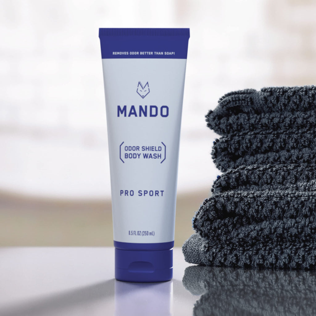 Mando Odor Shield Body Wash - 24-Hour Odor Control - SLS & Paraben Free | 8.5 oz Pro Sport