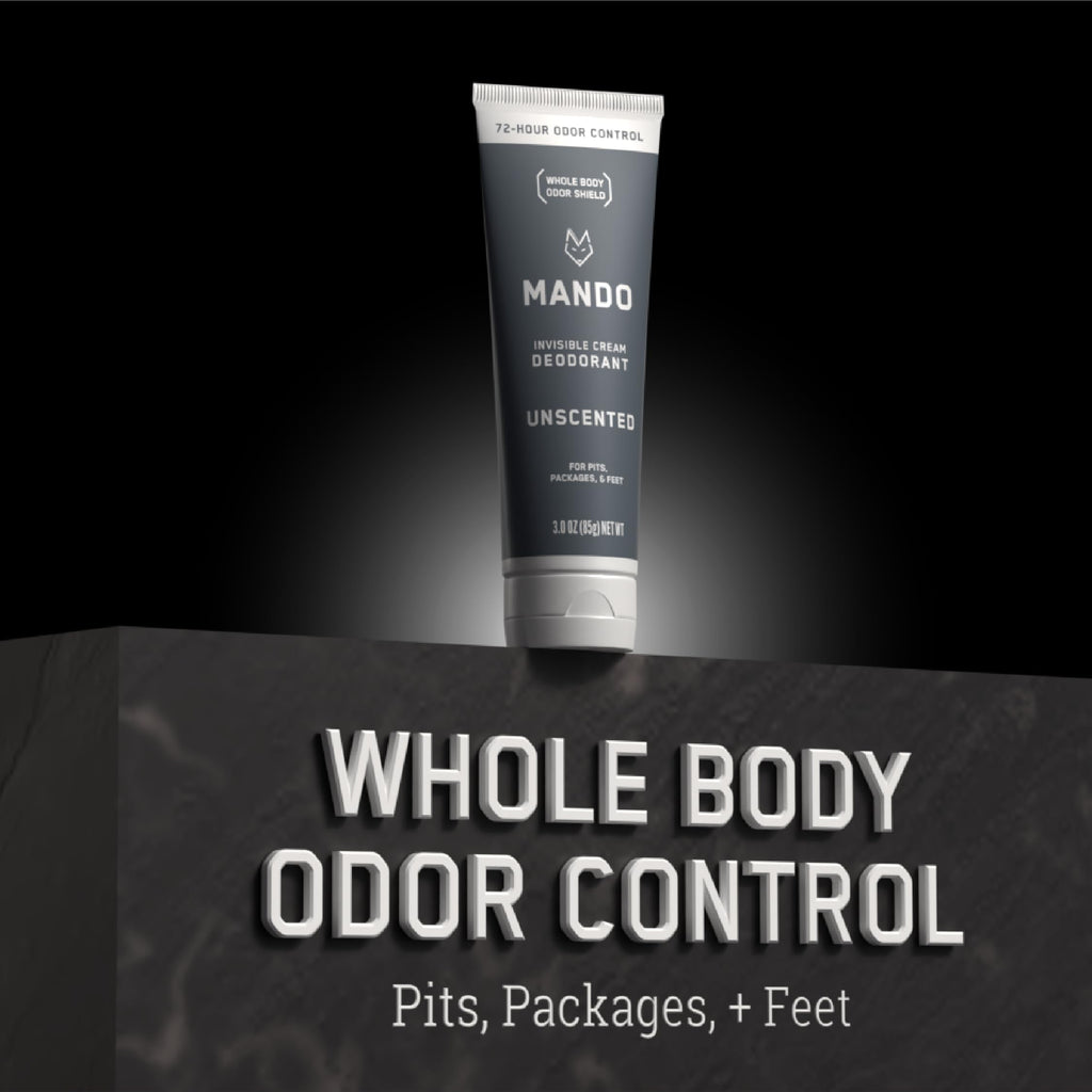 Mando Whole Body Deodorant for Men – Unscented, Aluminum-Free, 72-Hour Odor Control