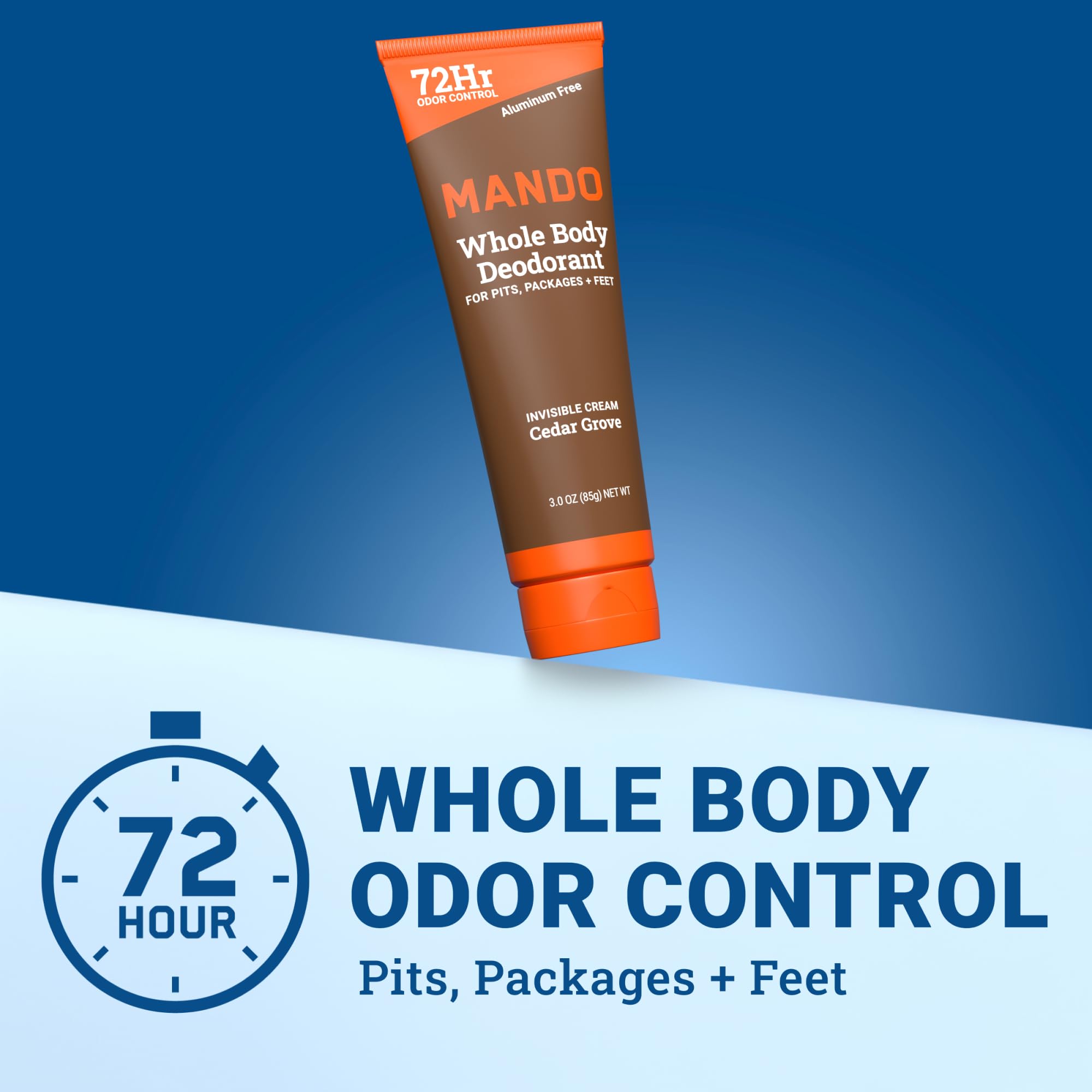 Mando Whole Body Deodorant For Men – Cedar Grove, 72 Hour Odor Control, Aluminum Free, Pack of 2 (3 oz Tubes)