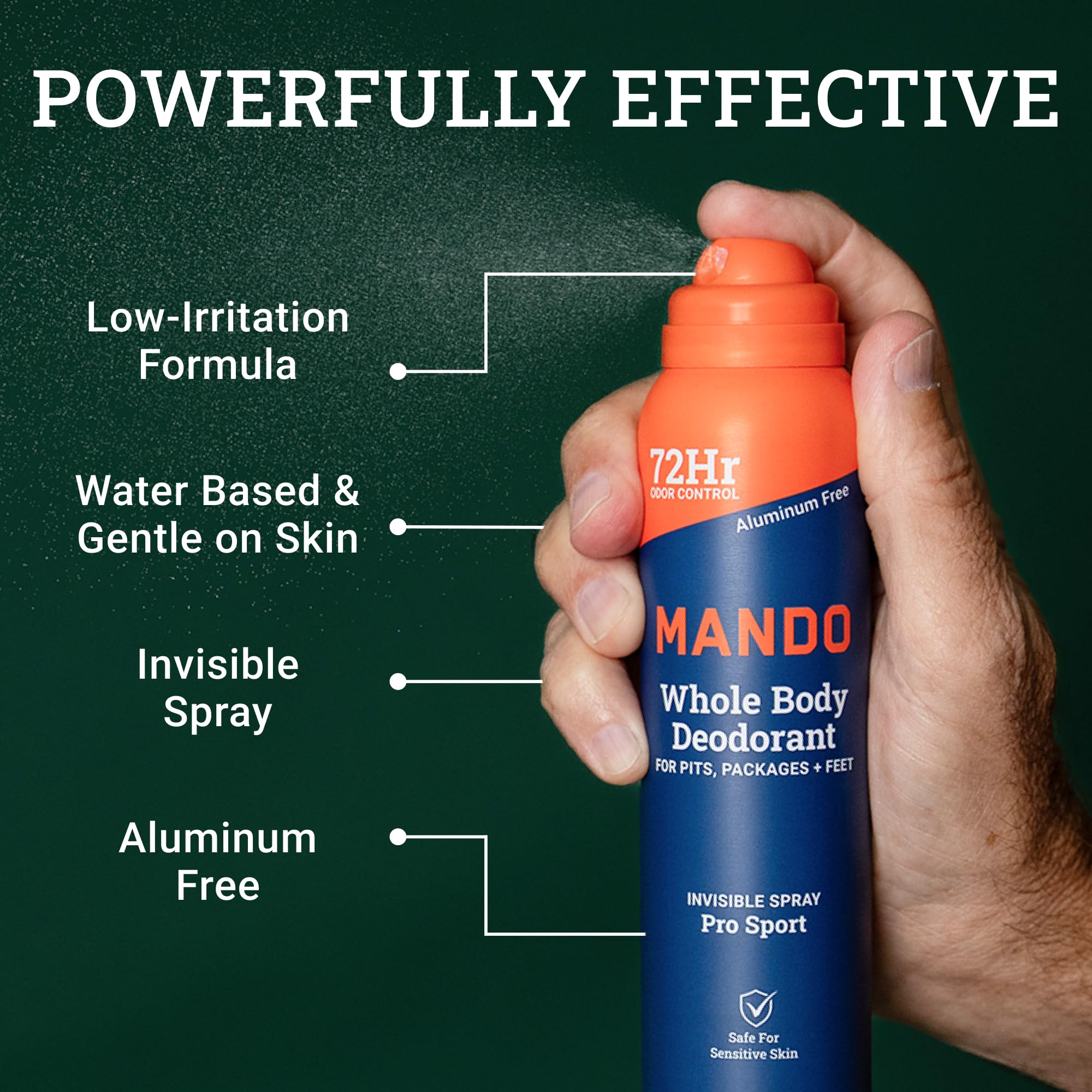Mando Whole Body Deodorant for Men | 72-Hour Odor Control, Aluminum & Benzene Free