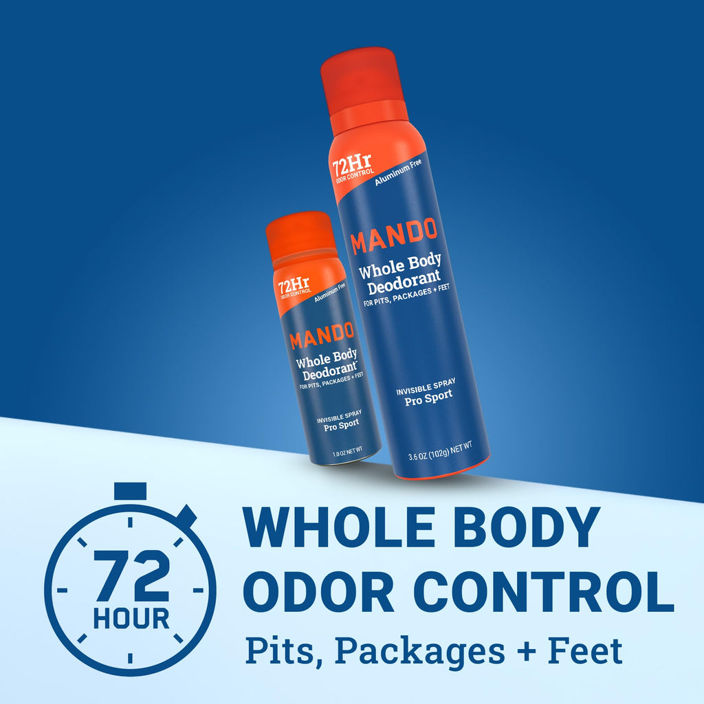 Mando Whole Body Deodorant for Men – Aluminum-Free, 72-Hour Odor Control, Pro Sport Scent (3.6 oz)