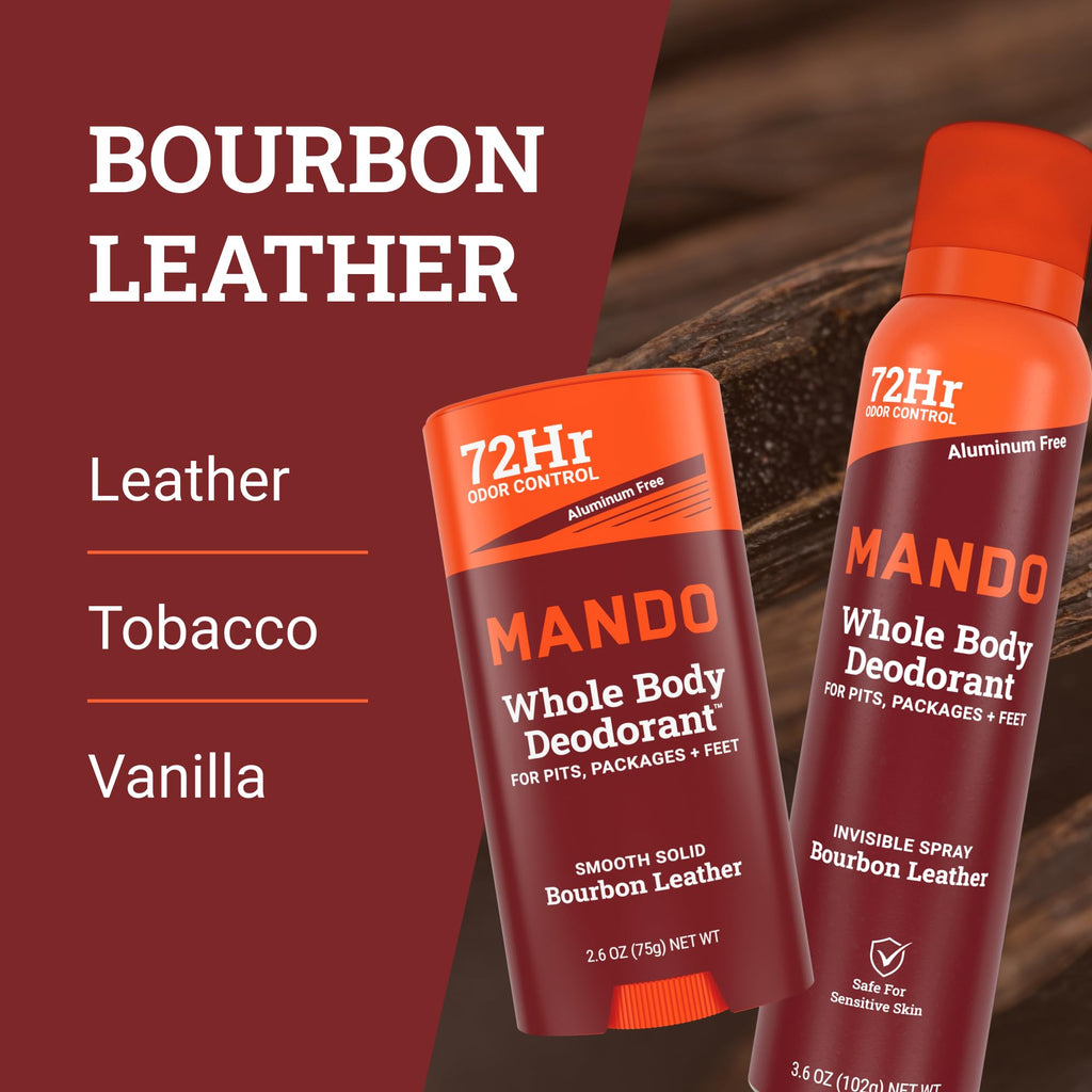 Mando Whole Body Three Piece System – Bourbon Leather | Aluminum & Baking Soda Free Odor Control