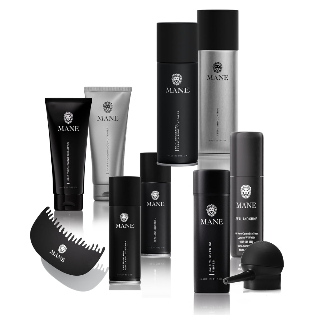 MANE Hair Thickening Fiber Spray – Jet Black (200 ml) for Instant Volume