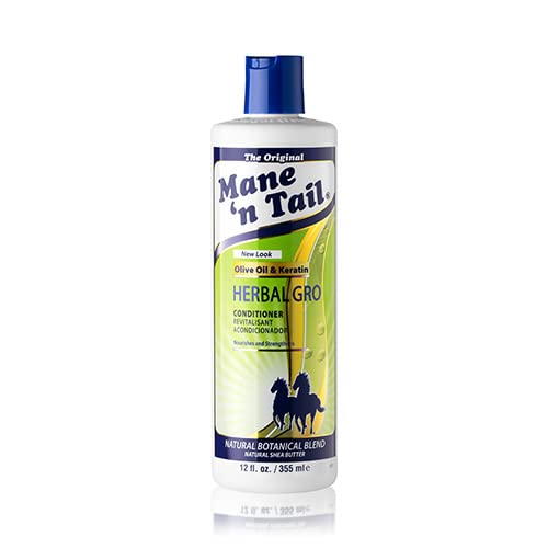 Mane 'n Tail Herbal Gro Shampoo + Conditioner – Olive Oil Complex for Stronger, Nourished Hair (12 oz Each)