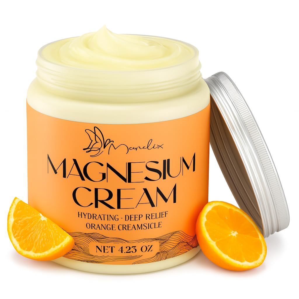 Manelix Magnesium Cream for Sleep – Orange Creamsicle, Muscle Relaxation, Hydration, 4.23 oz