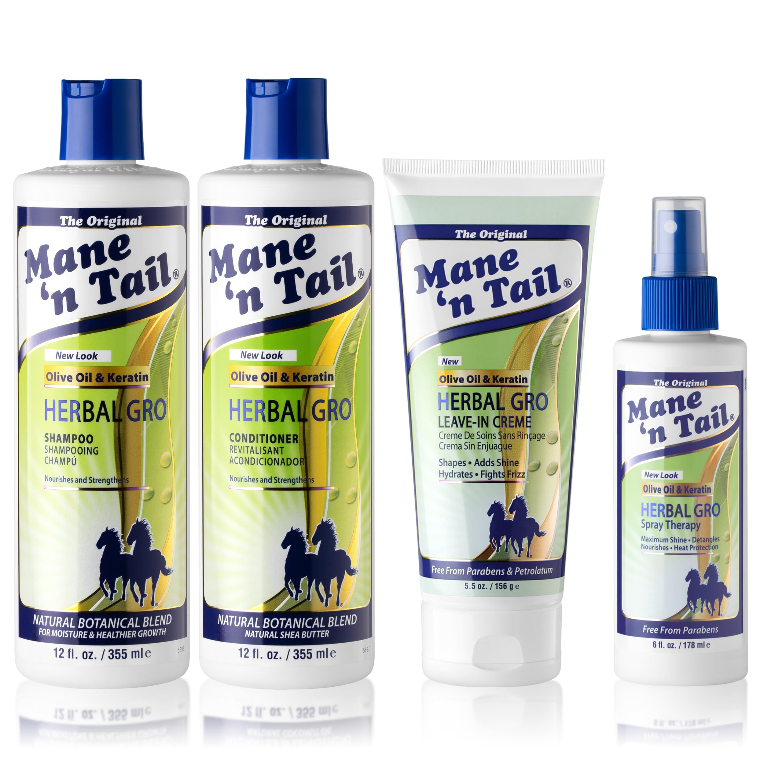 Mane 'n Tail Herbal Gro 4pc Shampoo Kit – Shampoo, Conditioner, Spray Therapy & Creme Therapy
