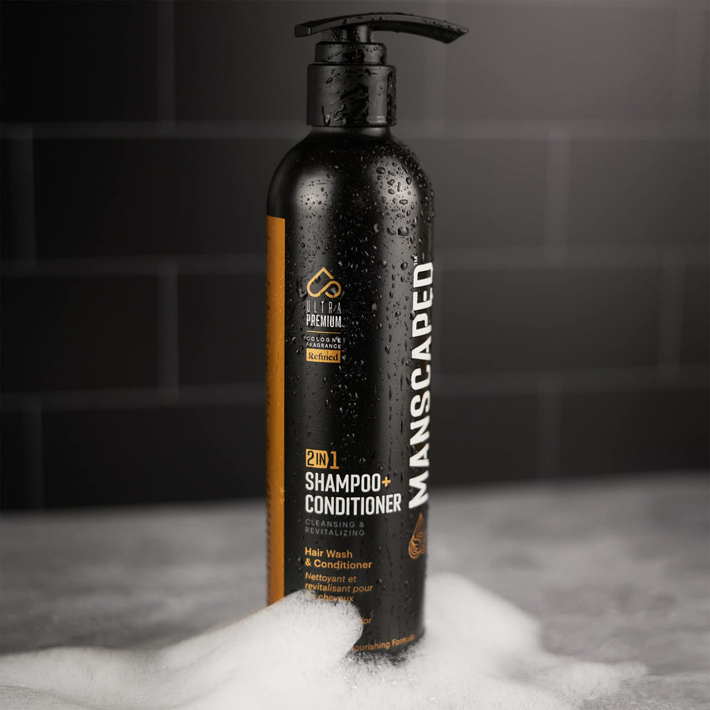 MANSCAPED 2-in-1 Shampoo & Conditioner UltraPremium with Sea Kelp, Coconut Water & Aloe – 16 oz Aluminum