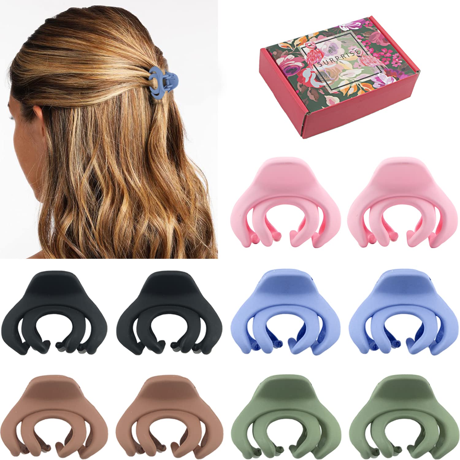 MAORULU Hair Clips for Women & Kids – Mini 1.5 Inch Claw Clips, 5 Colors, Pack of 10