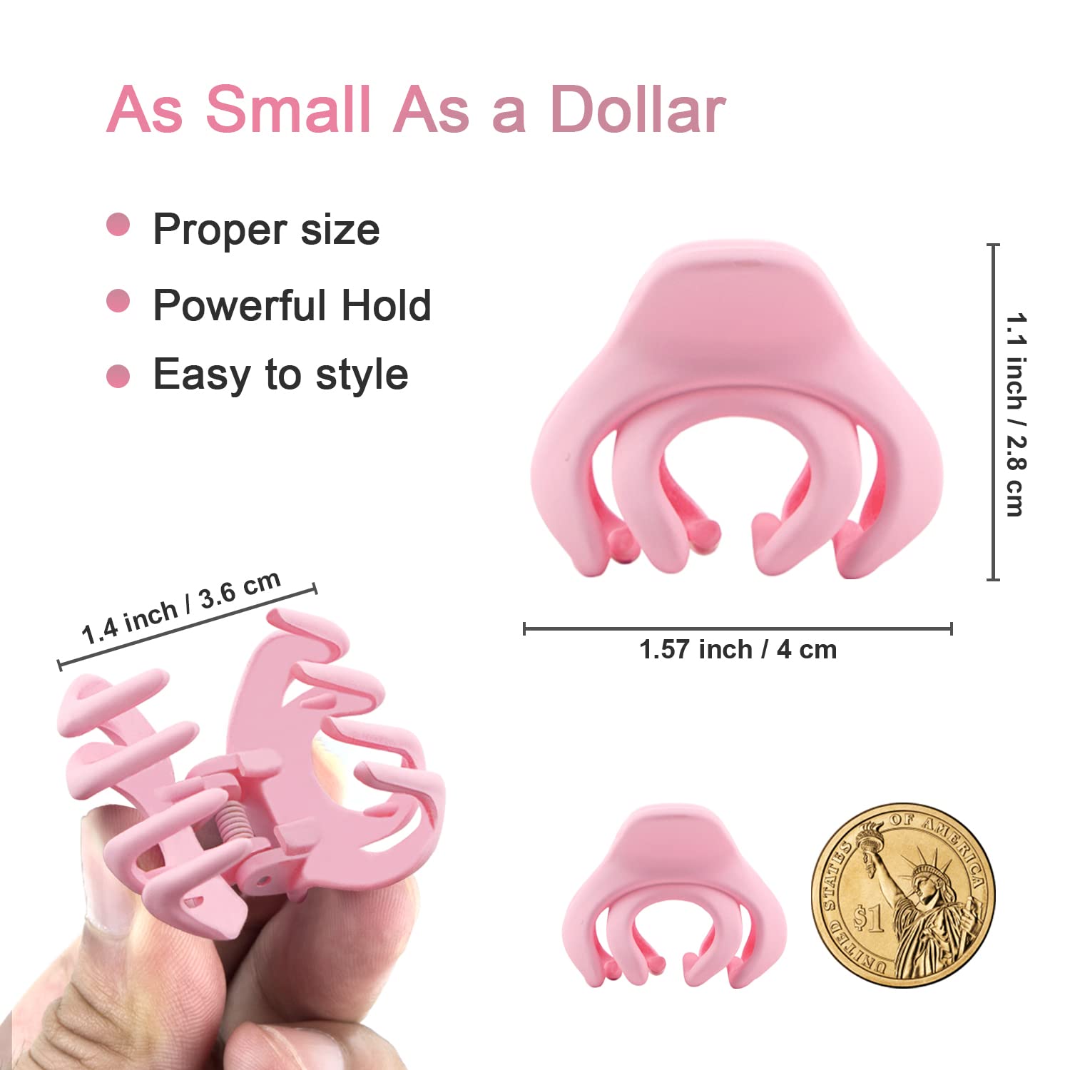 MAORULU Hair Clips for Women & Kids – Mini 1.5 Inch Claw Clips, 5 Colors, Pack of 10