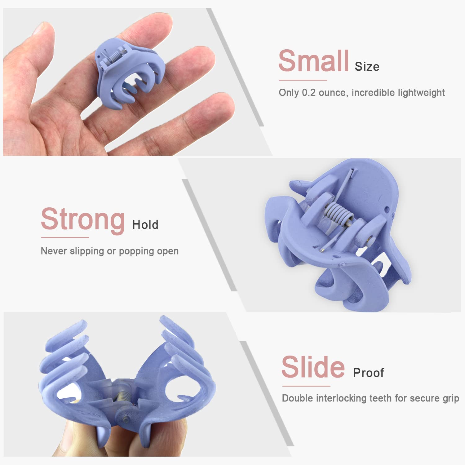 MAORULU Hair Clips for Women & Kids – Mini 1.5 Inch Claw Clips, 5 Colors, Pack of 10