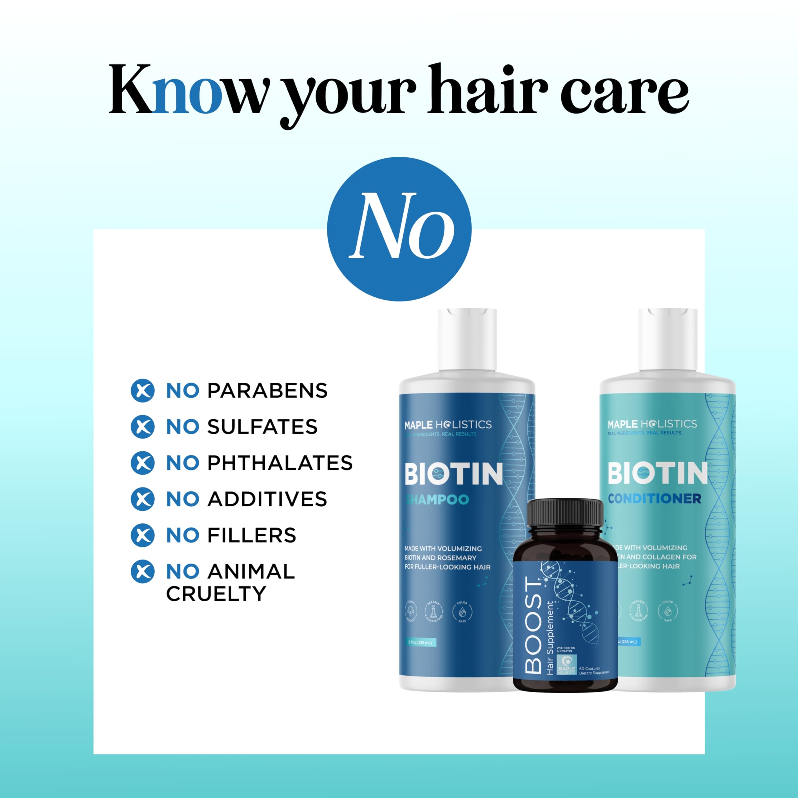 Maple Holistics Biotin Hair Growth Set – Sulfate-Free Shampoo, Conditioner & Supplement