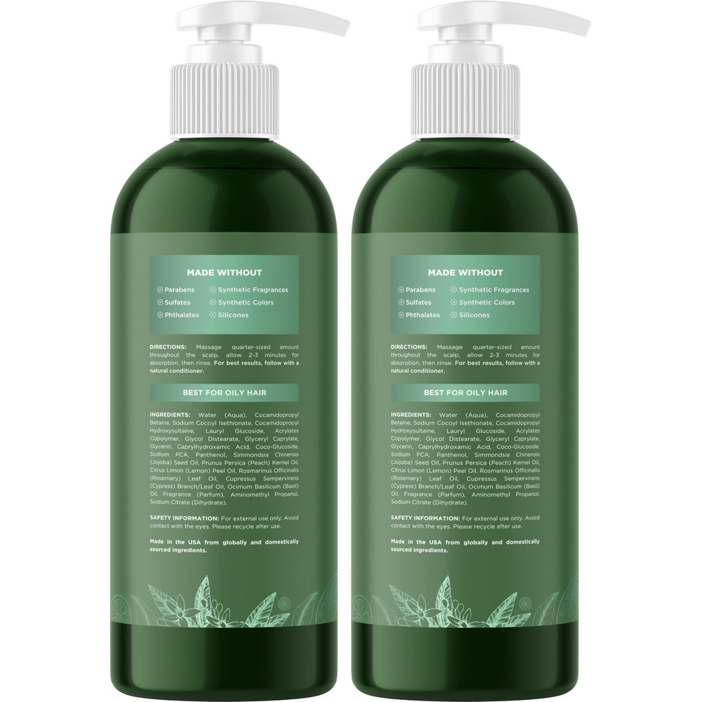 Maple Holistics Degrease Clarifying Shampoo for Oily Hair & Scalp - Rosemary Oil, 2 Pack