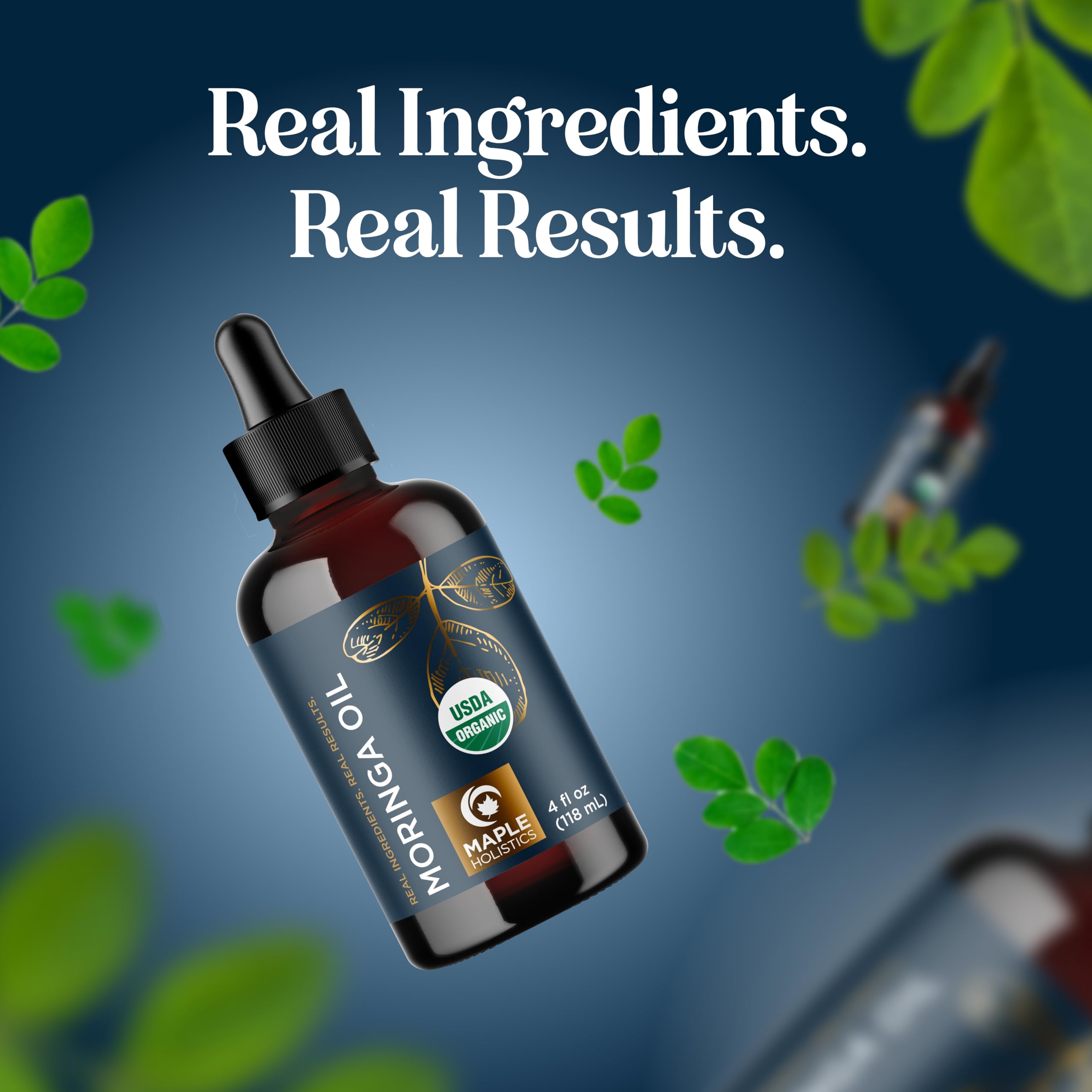 Maple Holistics Organic Moringa Oil – Cold-Pressed Virgin Carrier Oil for Hair, Skin & DIY Blends | USDA Organic