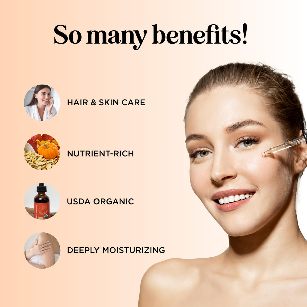 Maple Holistics Pumpkin Seed Oil Organic Certified - 100% Pure Virgin Cold-Pressed Hair & Face Oil (16oz)