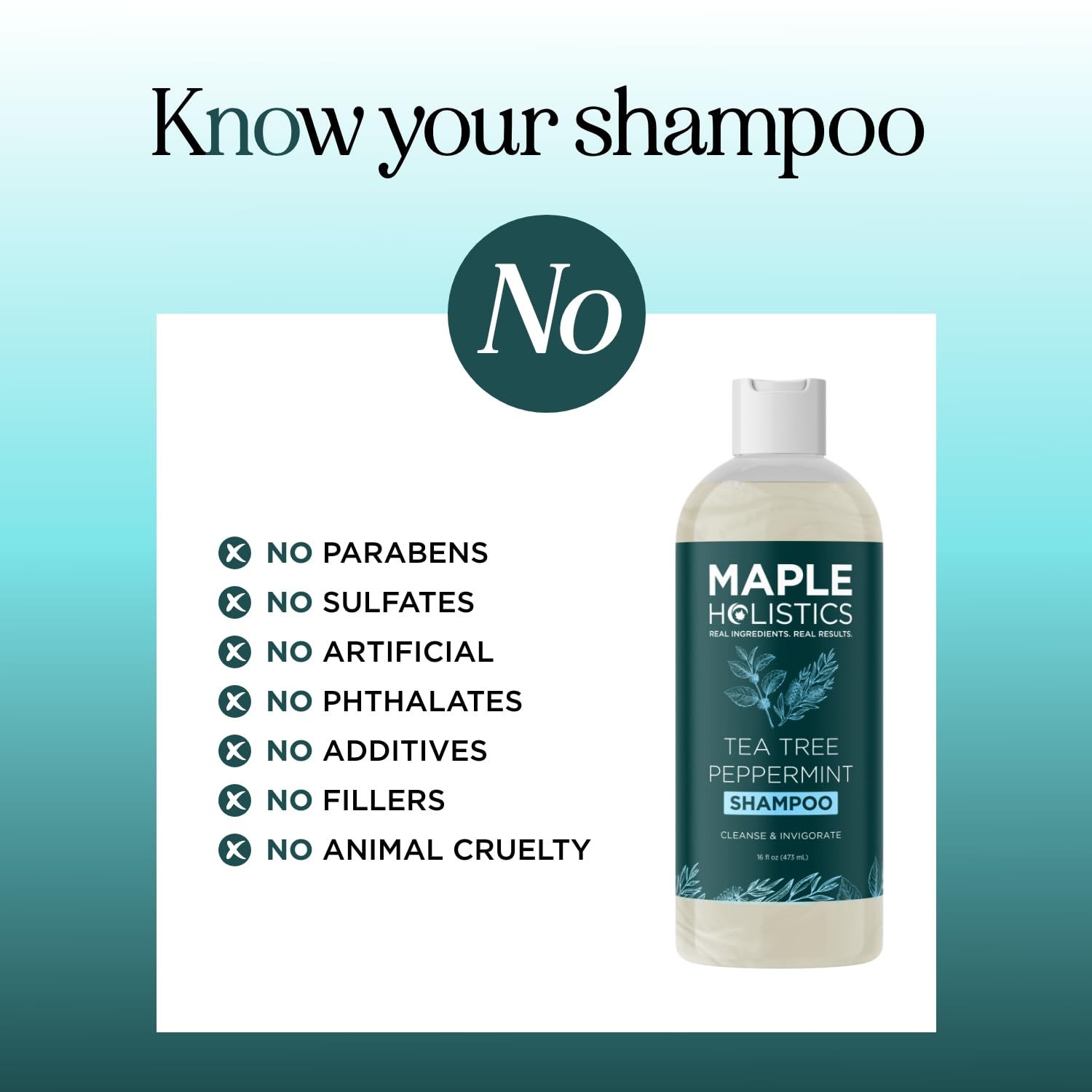 Maple Holistics Rosemary Tea Tree Mint Shampoo – Clarifying, Sulfate-Free (16oz)