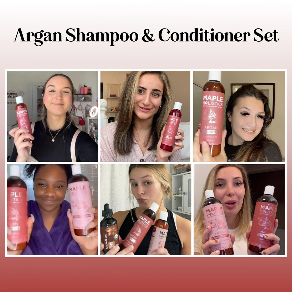 Maple Holistics Argan Oil Shampoo & Conditioner for Dry Hair – Paraben & Sulfate Free Set