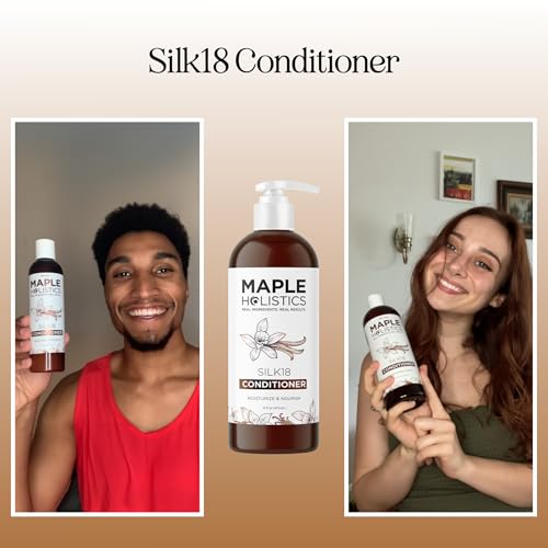 Maple Holistics Silk Protein Conditioner for Damaged Hair – Ultra Moisturizing with Shea Butter, Argan Oil, Green Tea & Aloe (16 Fl Oz)
