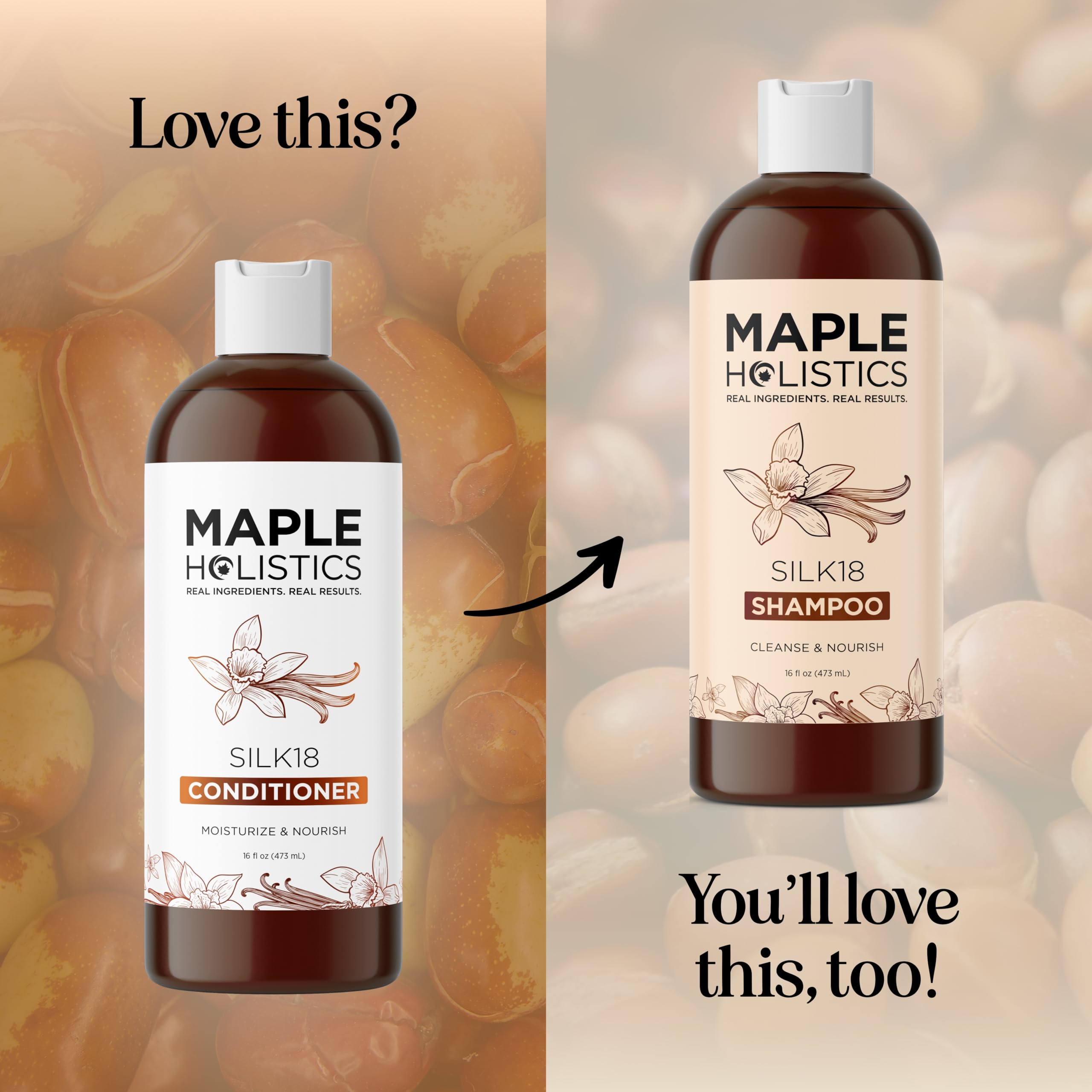 Maple Holistics Silk Protein Conditioner for Damaged Hair – Ultra Moisturizing with Shea Butter, Argan Oil, Green Tea & Aloe (16 Fl Oz)