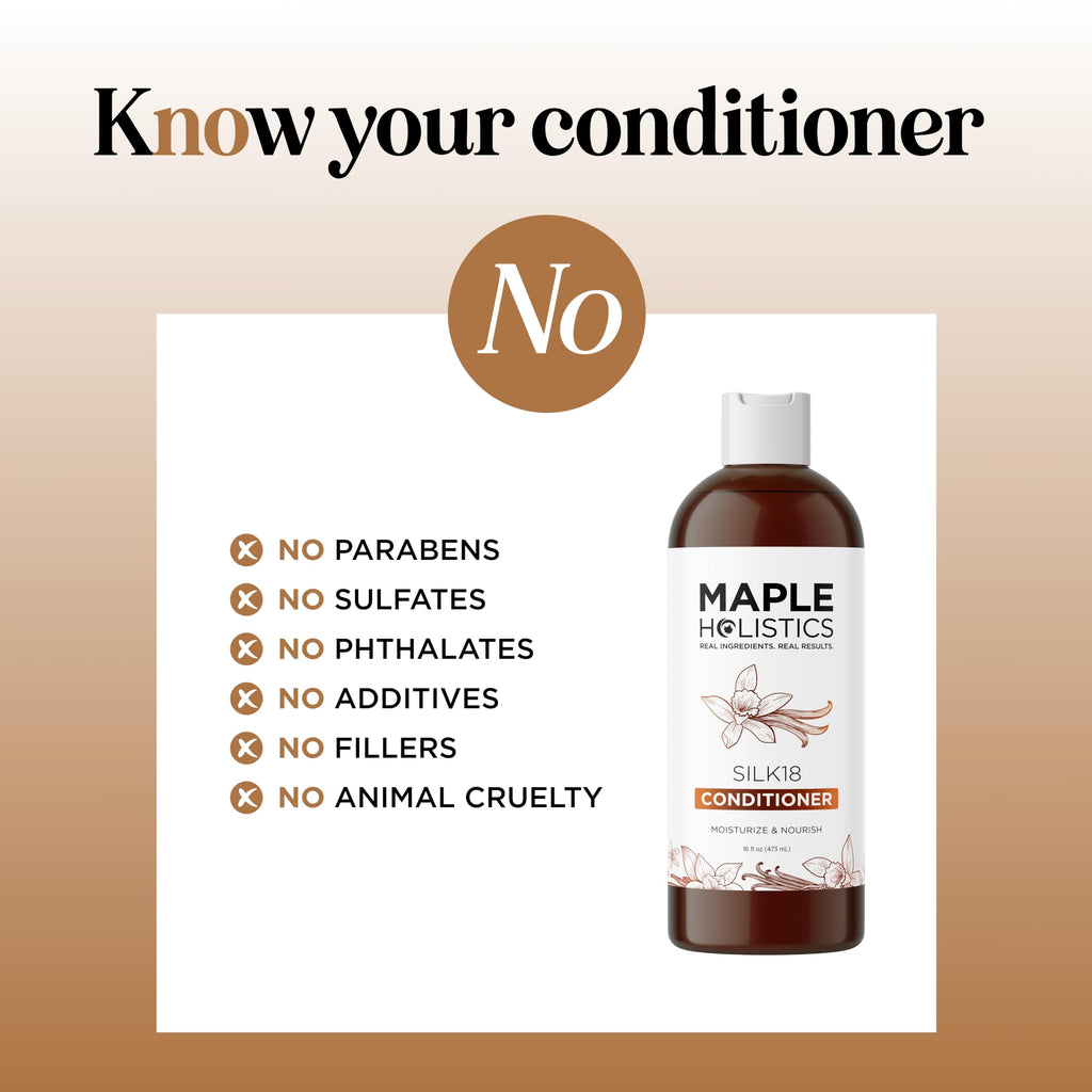 Maple Holistics Silk Protein Conditioner for Damaged Hair – Ultra Moisturizing with Shea Butter, Argan Oil, Green Tea & Aloe (16 Fl Oz)