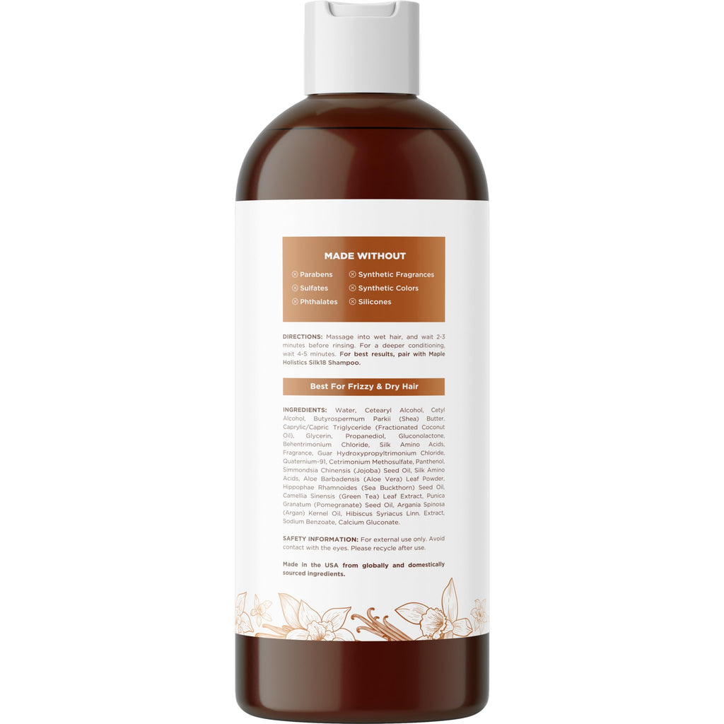 Maple Holistics Silk Protein Conditioner for Damaged Hair – Ultra Moisturizing with Shea Butter, Argan Oil, Green Tea & Aloe (16 Fl Oz)