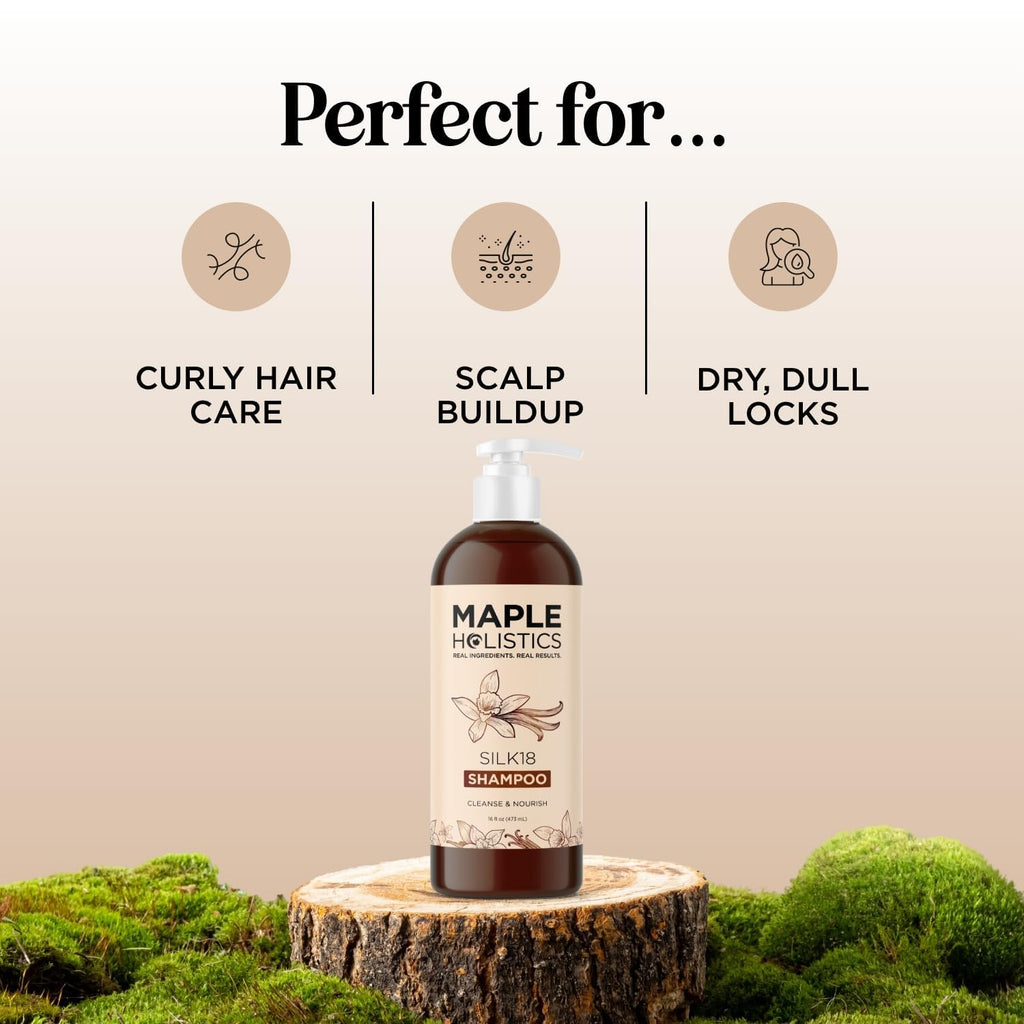 Maple Holistics Silk18 Hydrating Shampoo for Color-Treated Hair – Anti-Frizz & Ultra Moisturizing