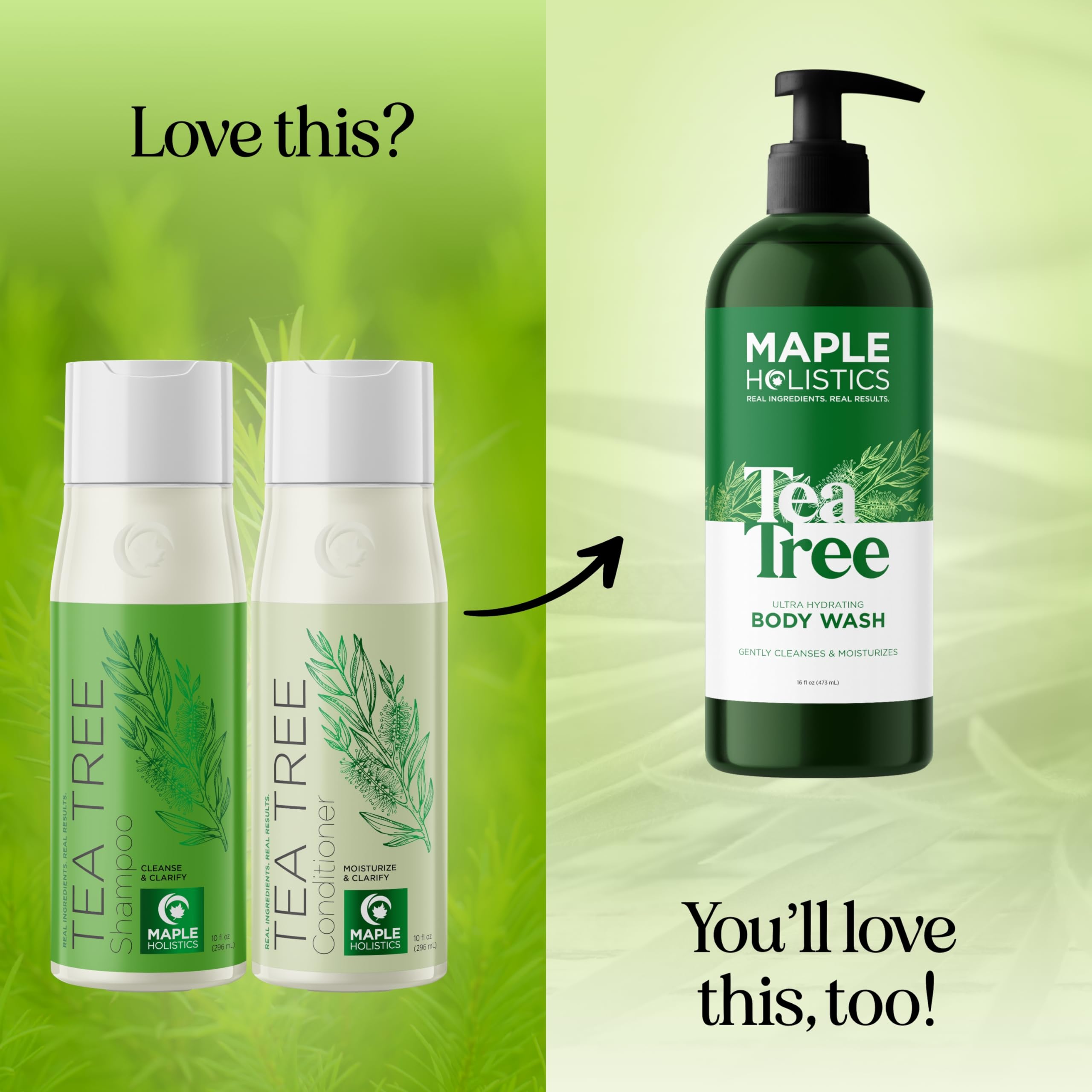 Maple Holistics Tea Tree Shampoo & Conditioner Set — Sulfate Free for Oily Hair & Build-Up