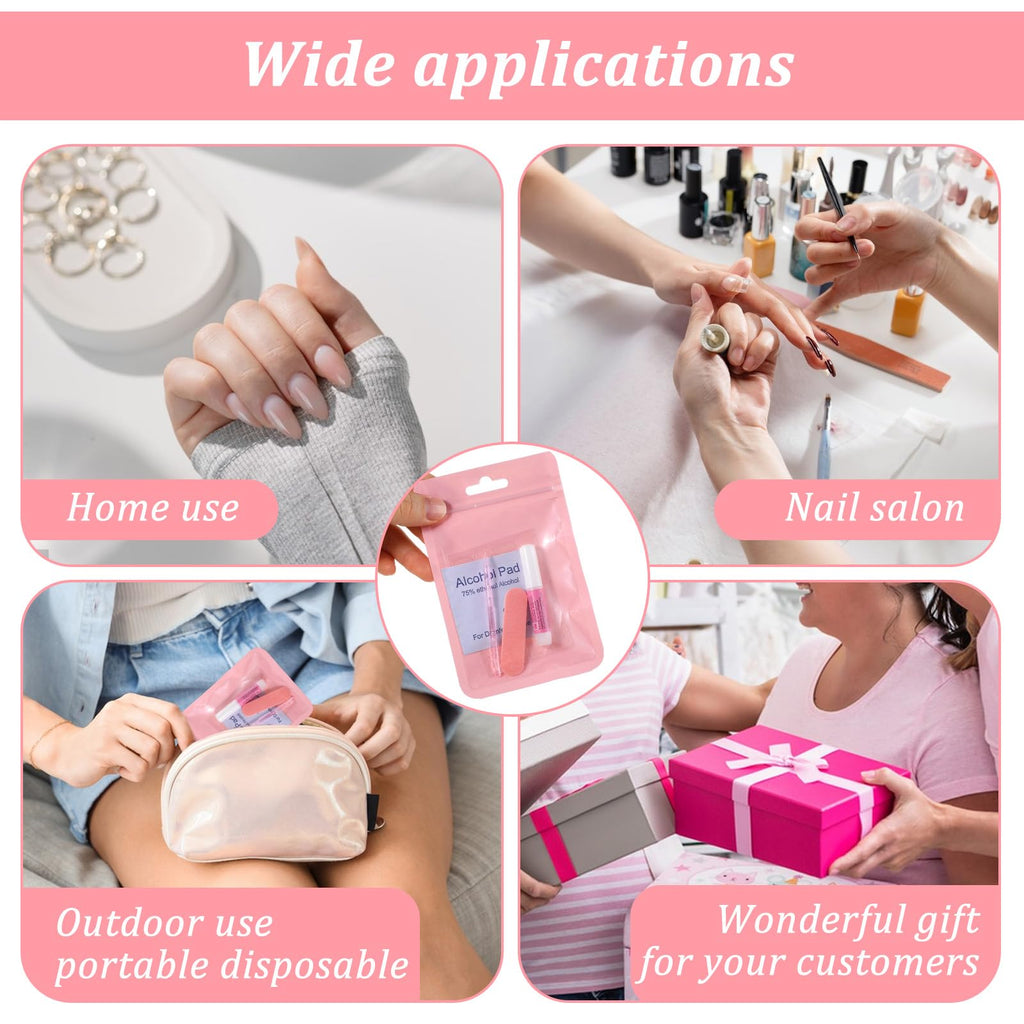 MAQUITA 120 Sets Press On Nail Tool Kit for Business – Disposable Prep Kit with File, Glue, Patches, Pads