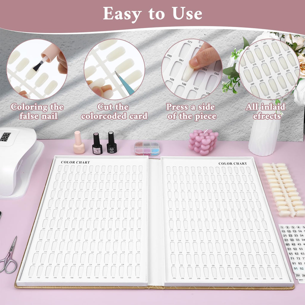 MAQUITA 308-Color Nail Swatch Book with 360 Tips – Portable Salon Display