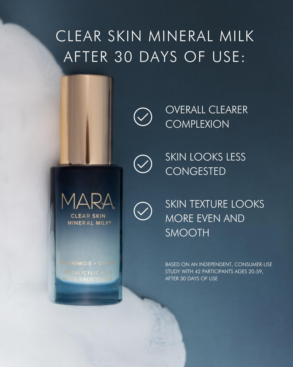 MARA Clear Skin Mineral Milk Hydrating Acne Treatment with Niacinamide + Copper | BHA Serum for All Skin Types (1 oz / 30 ml)