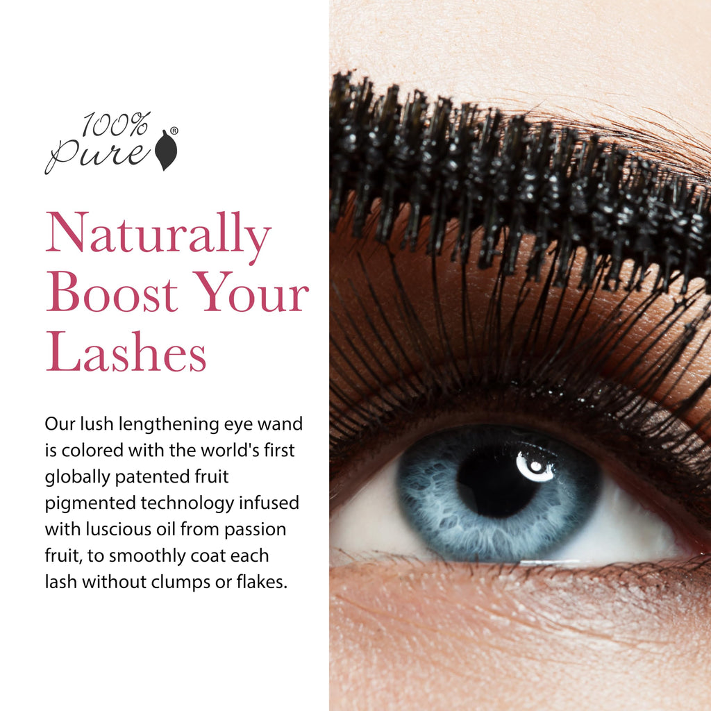 100% PURE Maracuja Oil Mascara – Dramatic Volume & Length, Natural Fruit Pigments, Vegan, Dark Chocolate, 0.35 oz