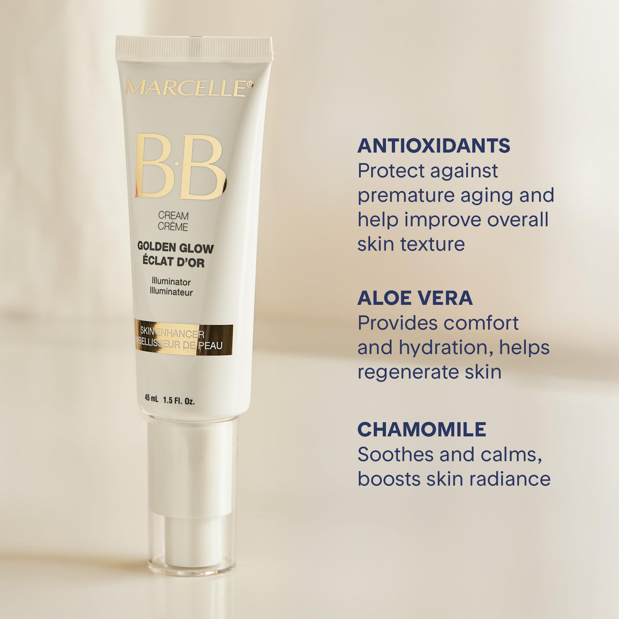 Marcelle BB Cream Golden Glow – Universal Shade, Tinted Moisturizer & Skin Enhancer