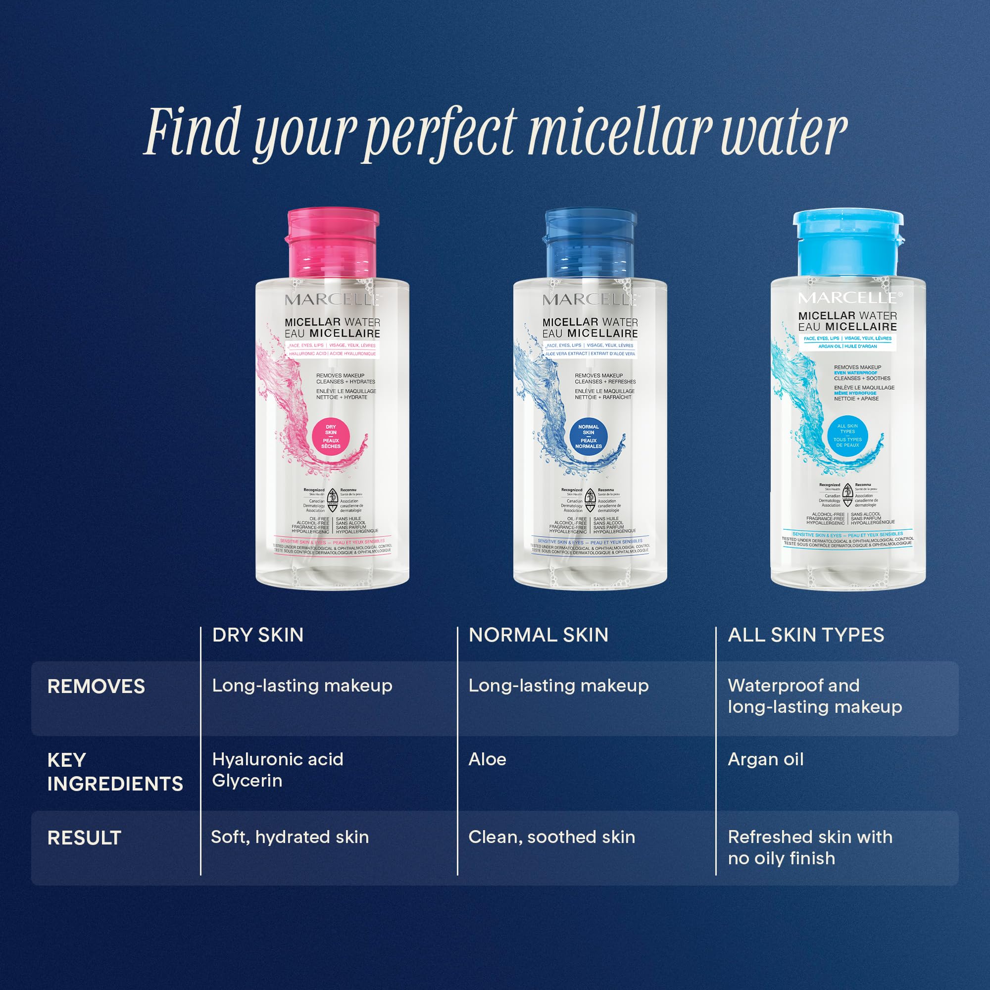 Marcelle Micellar Water with Argan Oil – Waterproof Makeup Remover for All Skin Types