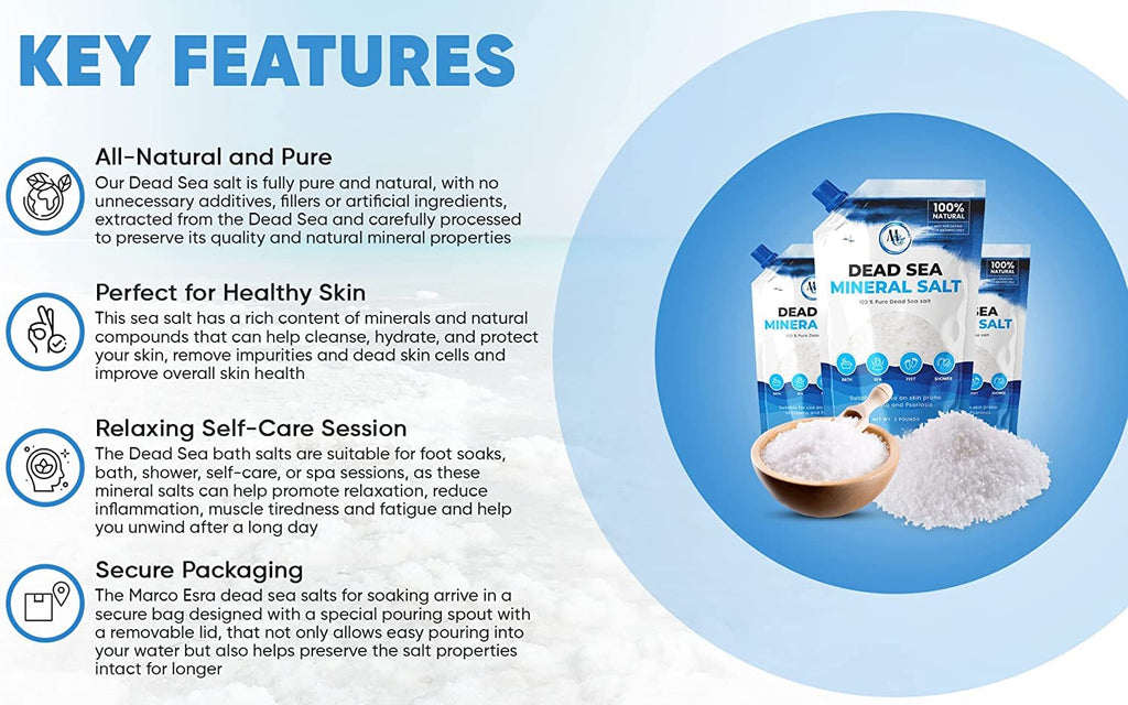Marco Esra Dead Sea Salt – Pure Mineral Bath Salt for Soaking