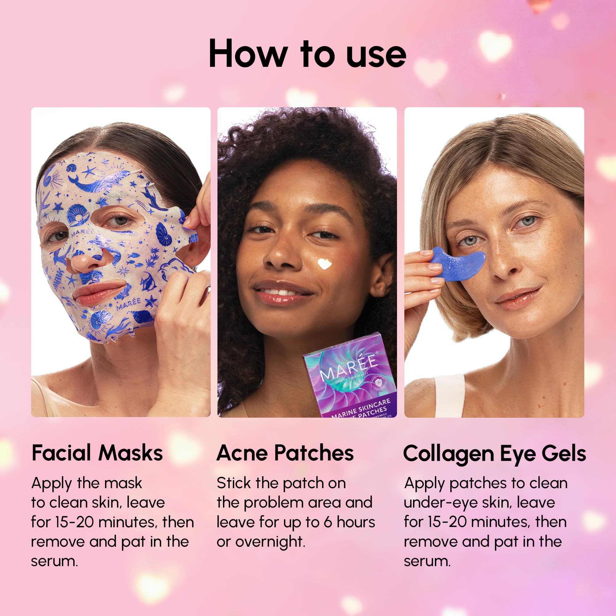 MAREE Valentines Day Skincare Gift Box – Under Eye Patches, Collagen Mask & Star Pimple Patches