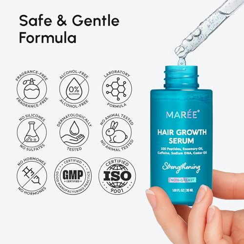 MAREE Hair Growth Serum – Caffeine Peptides, Castor & Rosemary Oil for Hair Growth