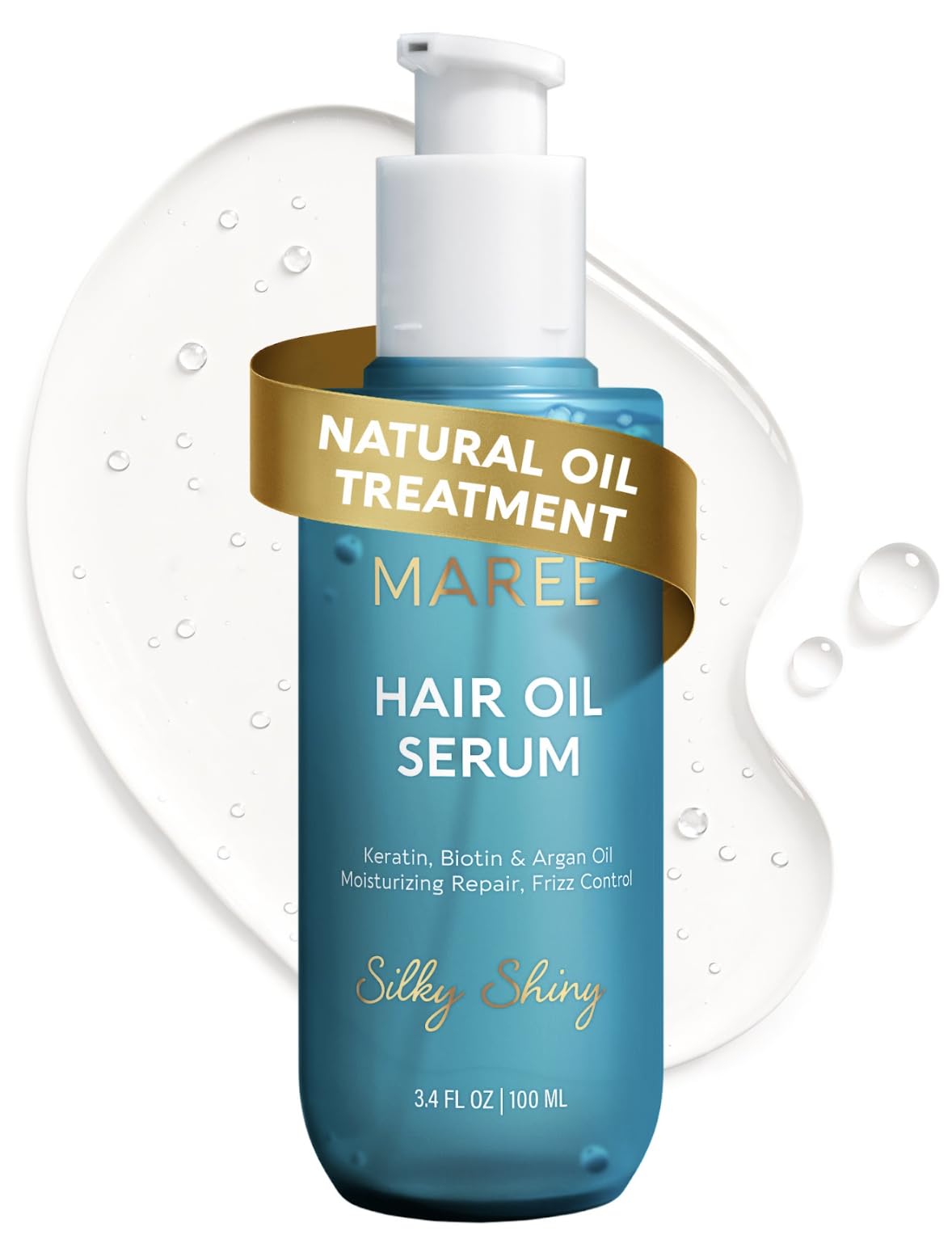 MAREE Hair Serum for Dry & Curly Hair – Frizz Control with Argan, Keratin & Biotin