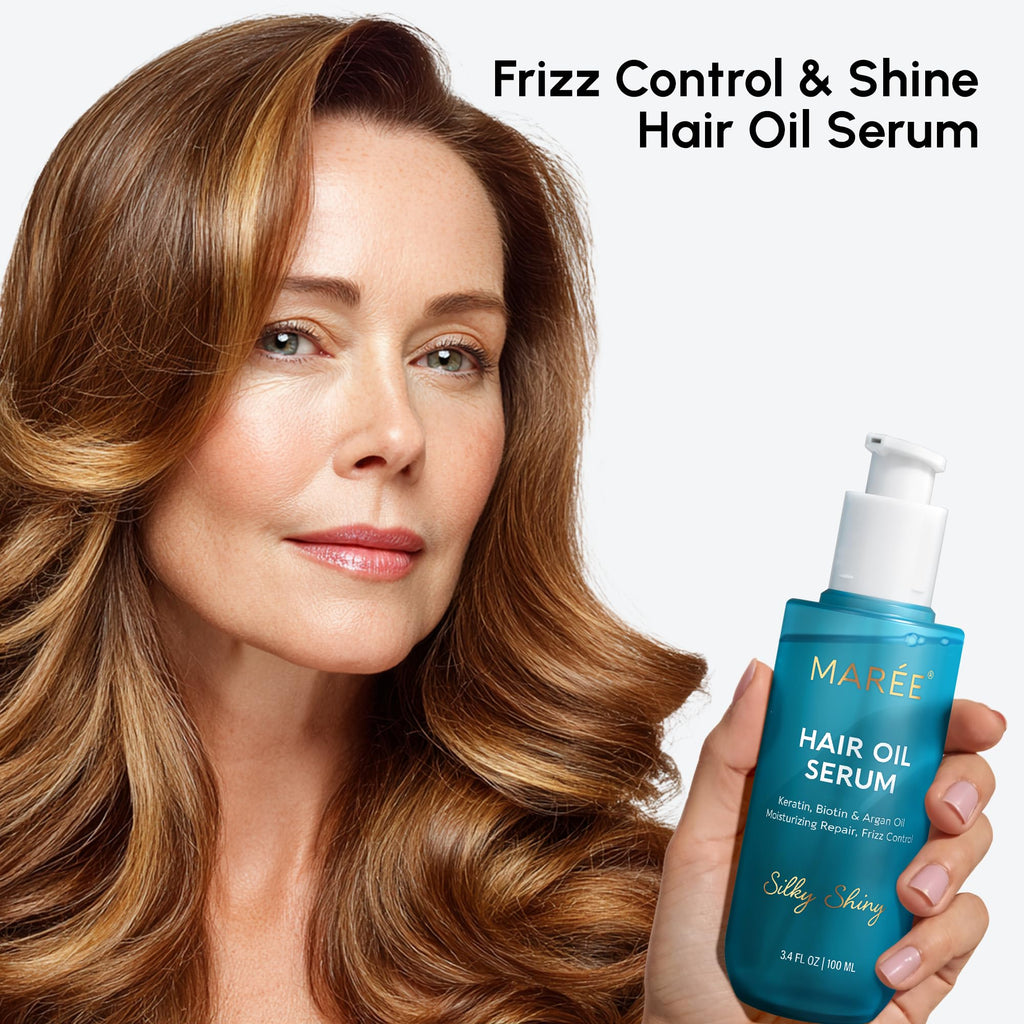 MAREE Hair Serum for Dry & Curly Hair – Frizz Control with Argan, Keratin & Biotin
