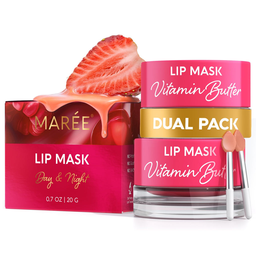MAREE Lip Mask Overnight 2 Pack — Hydrating Lip Butter with Hyaluronic Acid & Collagen