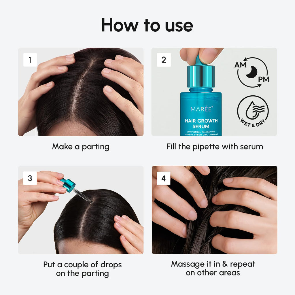 MAREE Hair Growth Serum – Caffeine Peptides, Castor & Rosemary Oil for Hair Growth