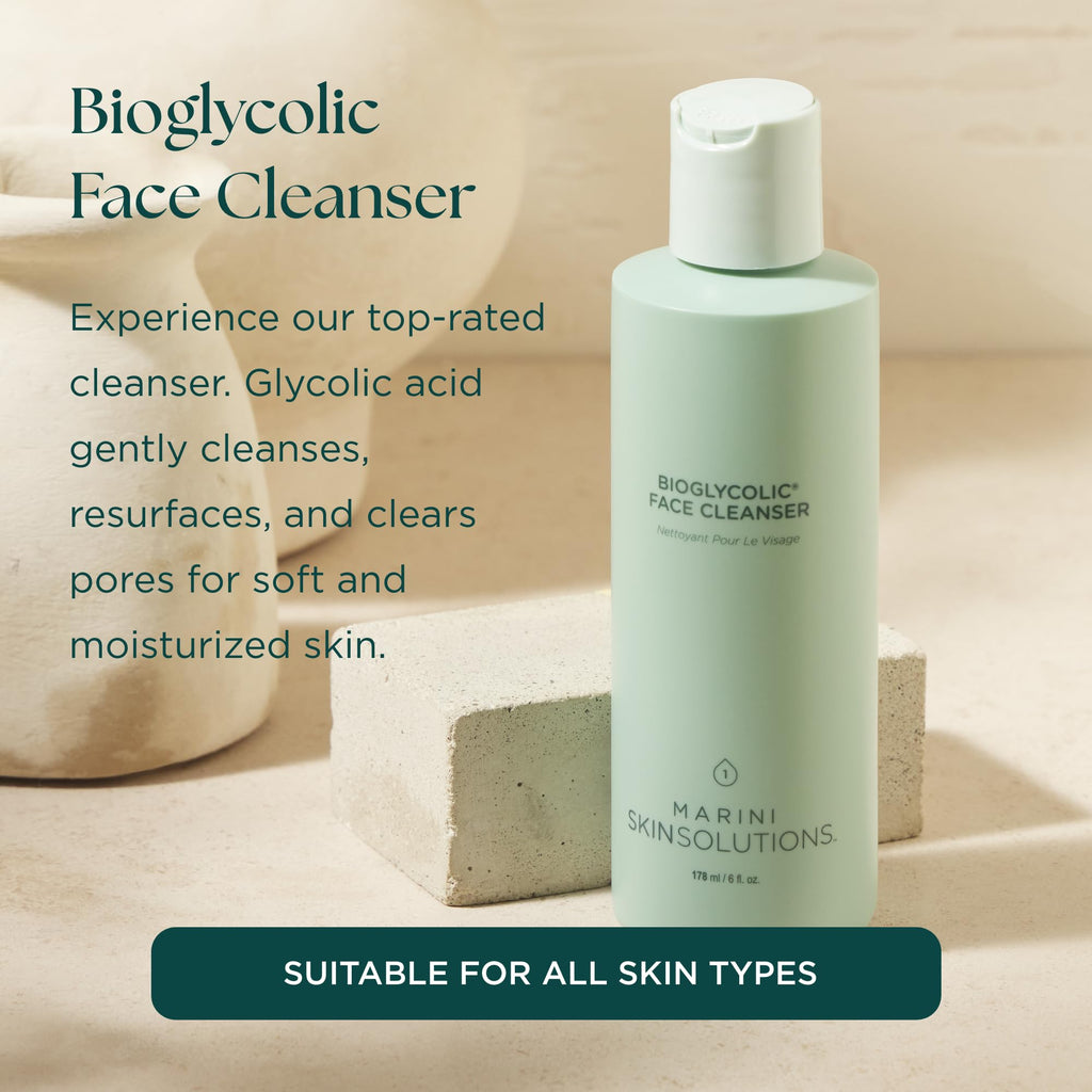 Marini SkinSolutions Bioglycolic Face Cleanser – Gentle Daily Resurfacing Wash with Glycolic Acid
