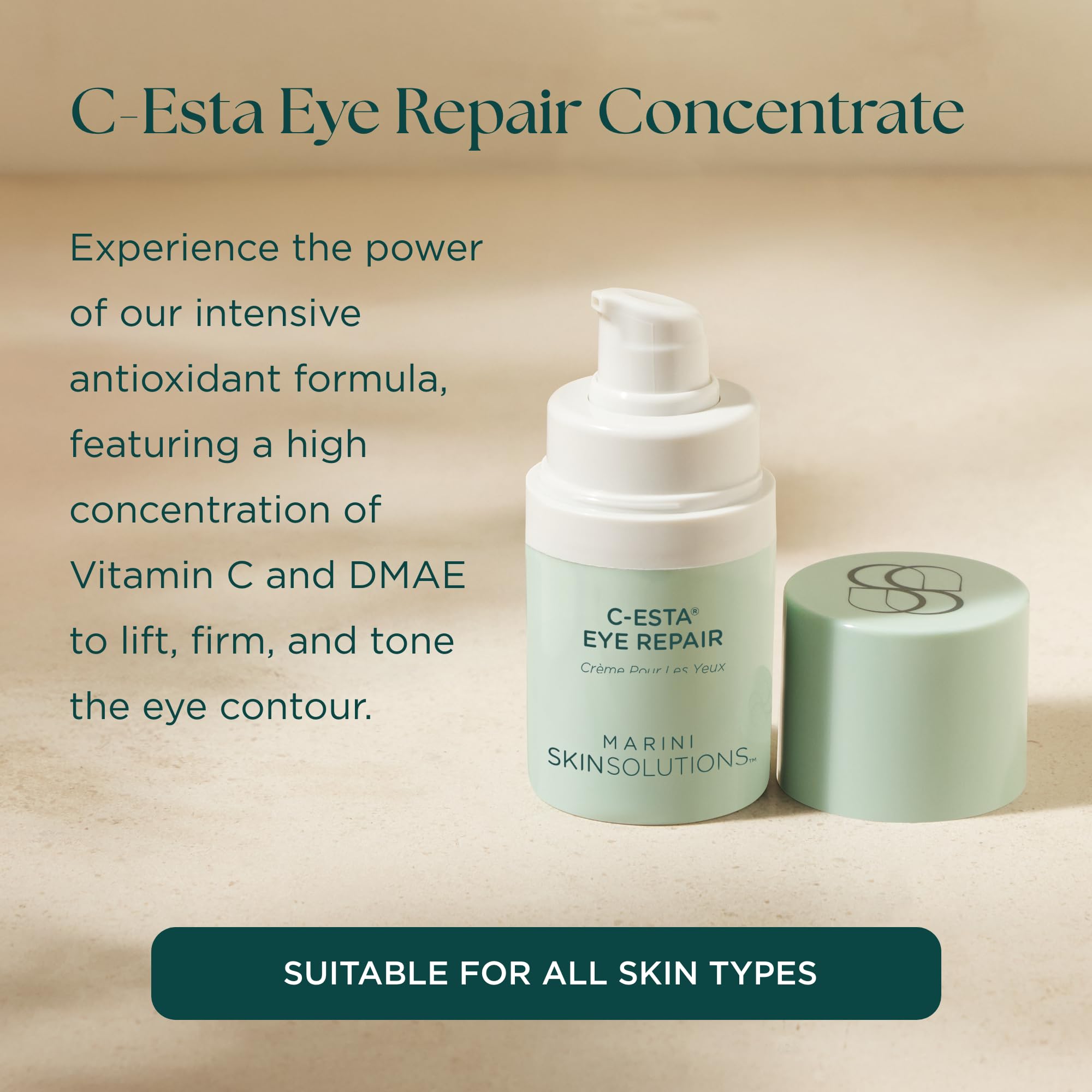 Marini SkinSolutions C-ESTA Eye Repair – Vitamin C Eye Cream with DMAE & Hyaluronic Acid | All Skin Types | Made in USA | 0.5 oz